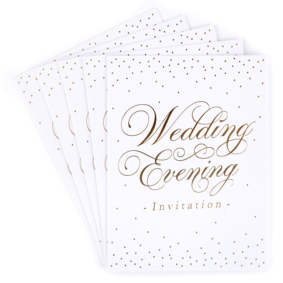 White & Gold Evening Wedding Invitations - Set of 12