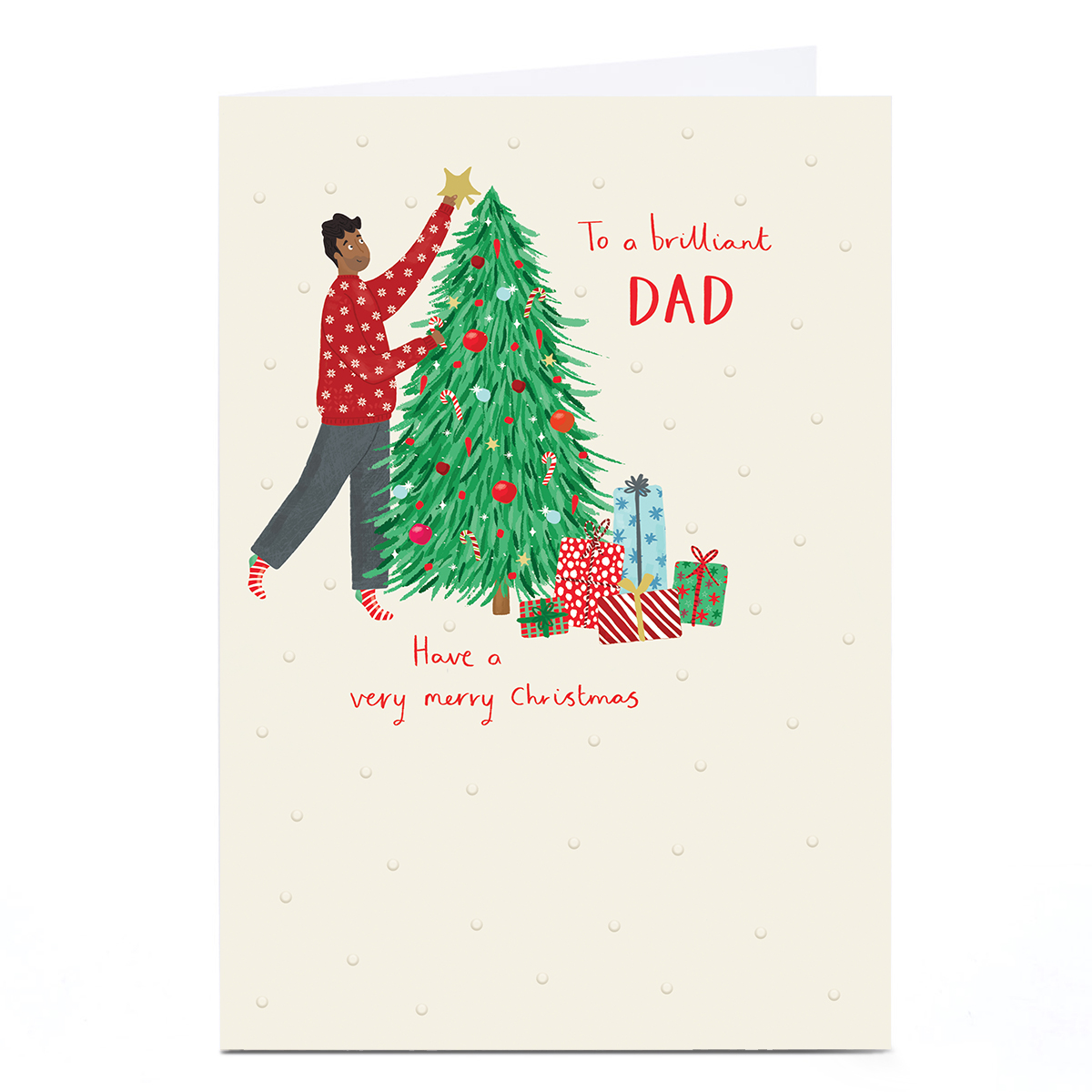 Personalised Christmas Card - Tree Decorating, Dad