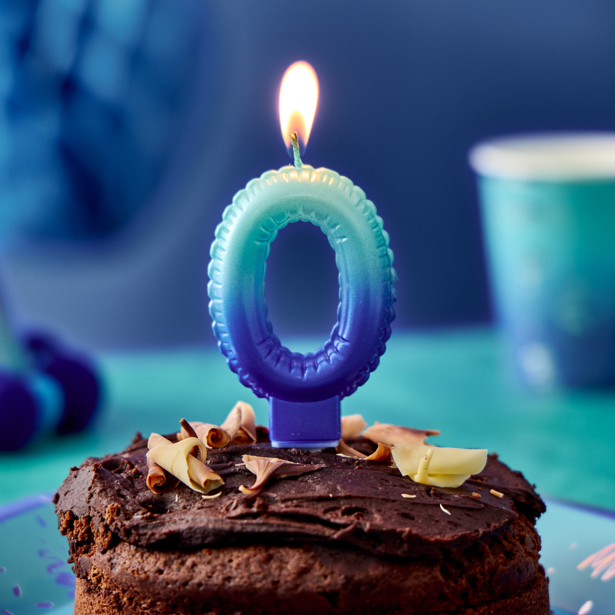 Blue Number 0 Cake Candle