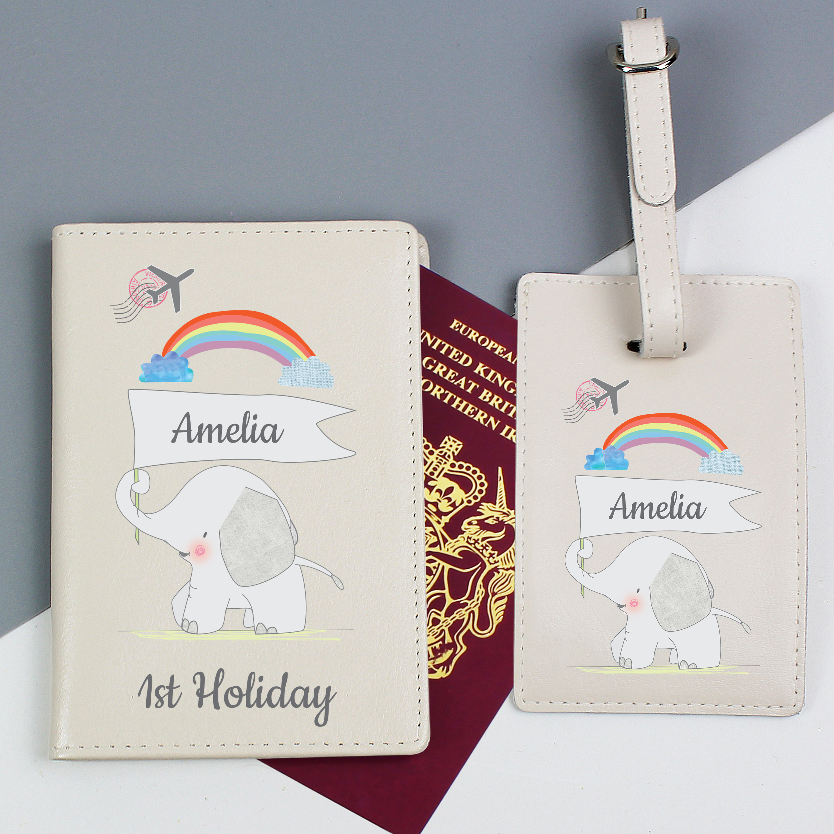 Image of Personalised My 1st Passport Holder &amp; Luggage Tag Set