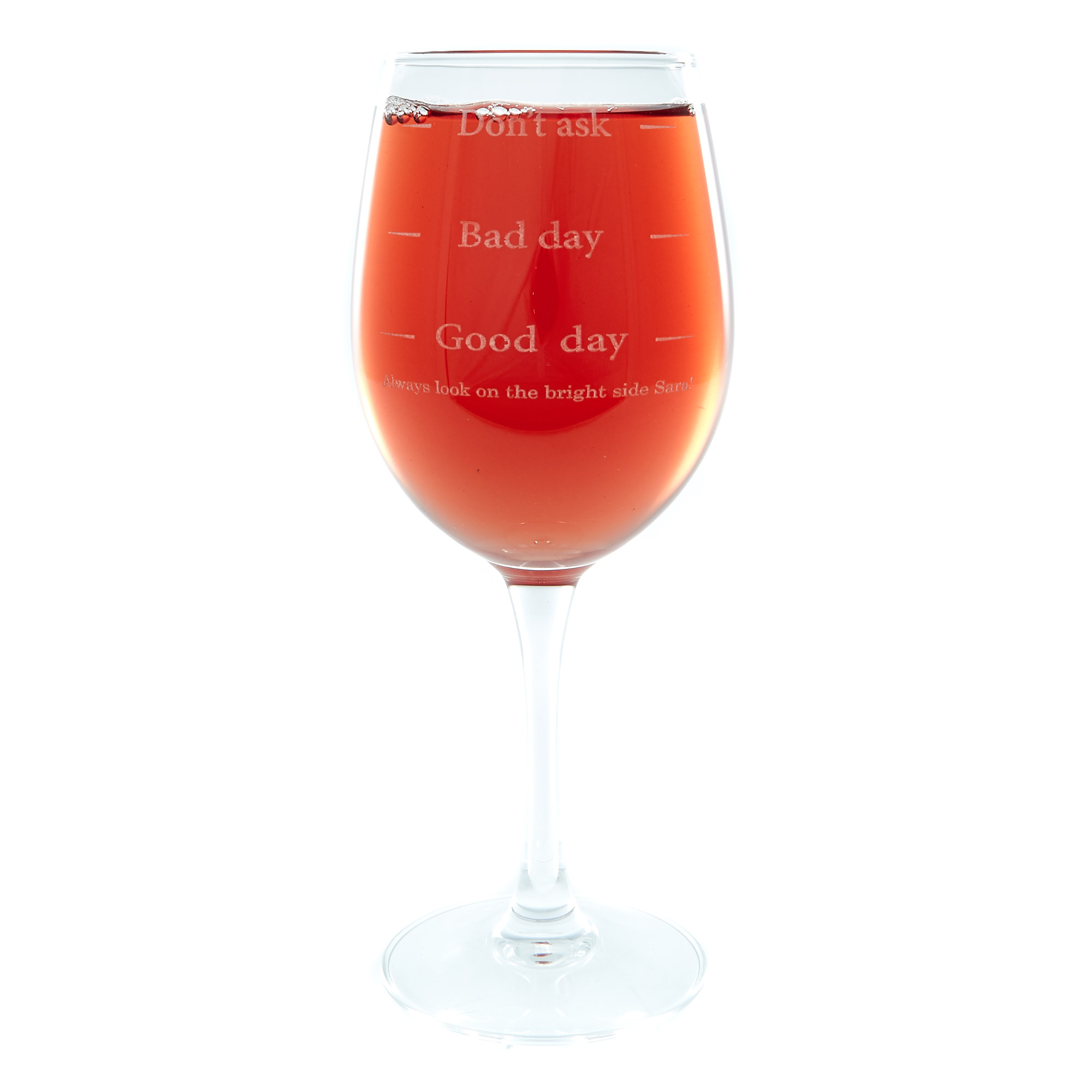 Personalised Good Day, Bad Day, Don't Ask Wine Glass
