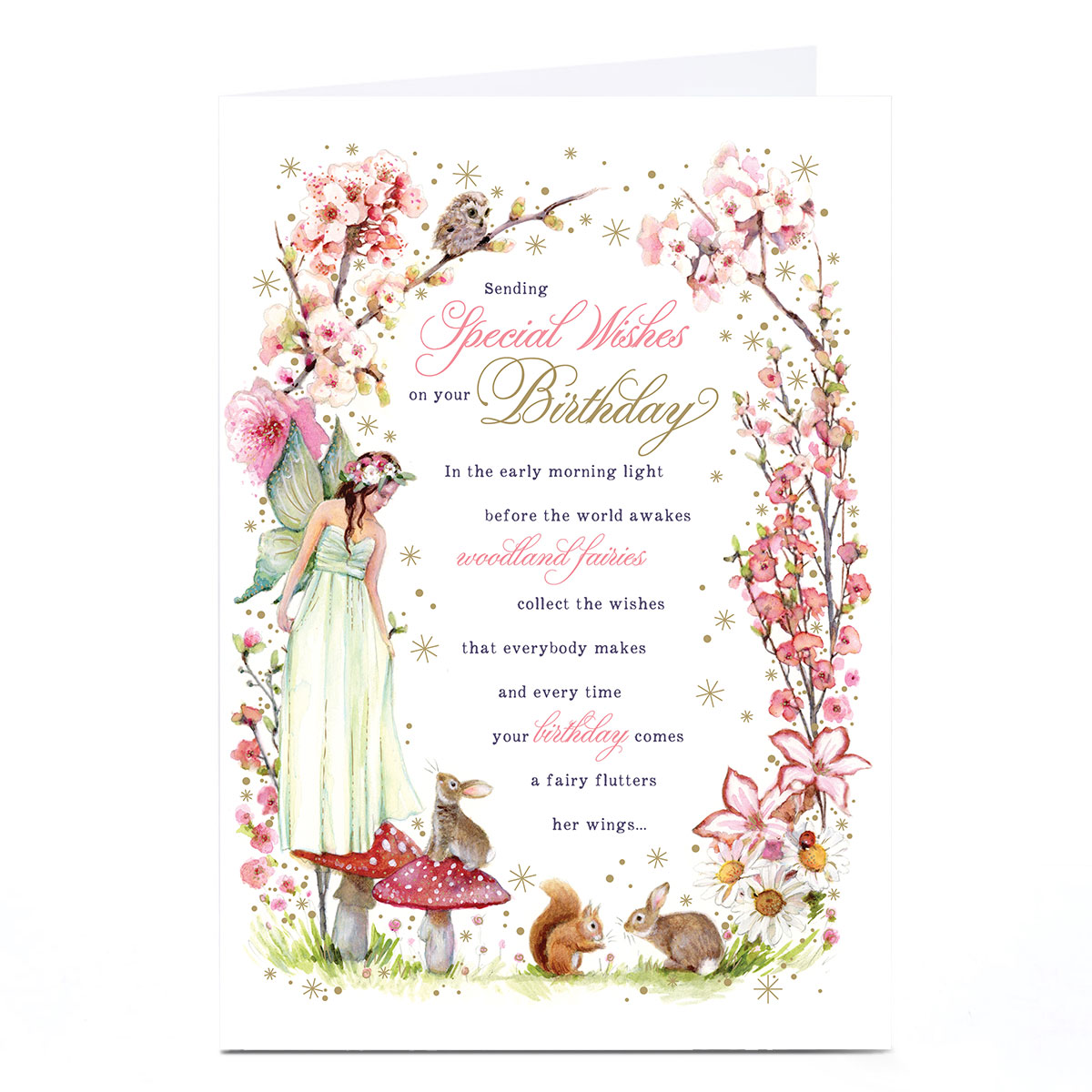 Personalised Birthday Card - Woodland Fairies Sending Special Wishes