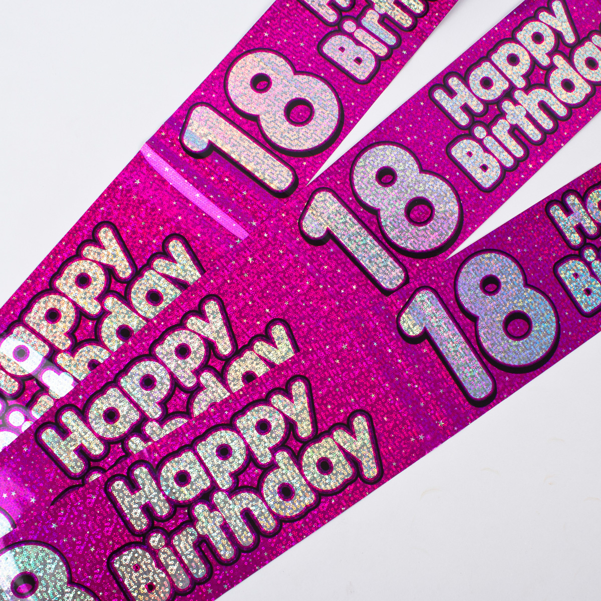 Holographic Pink Foil 18th Birthday Party Banners
