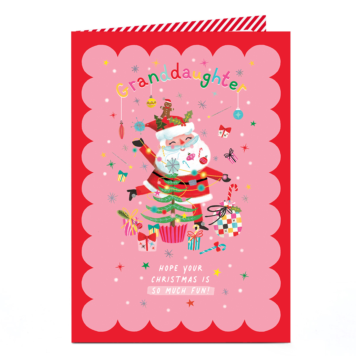 Christmas Card - Santa So Much Fun, Granddaughter
