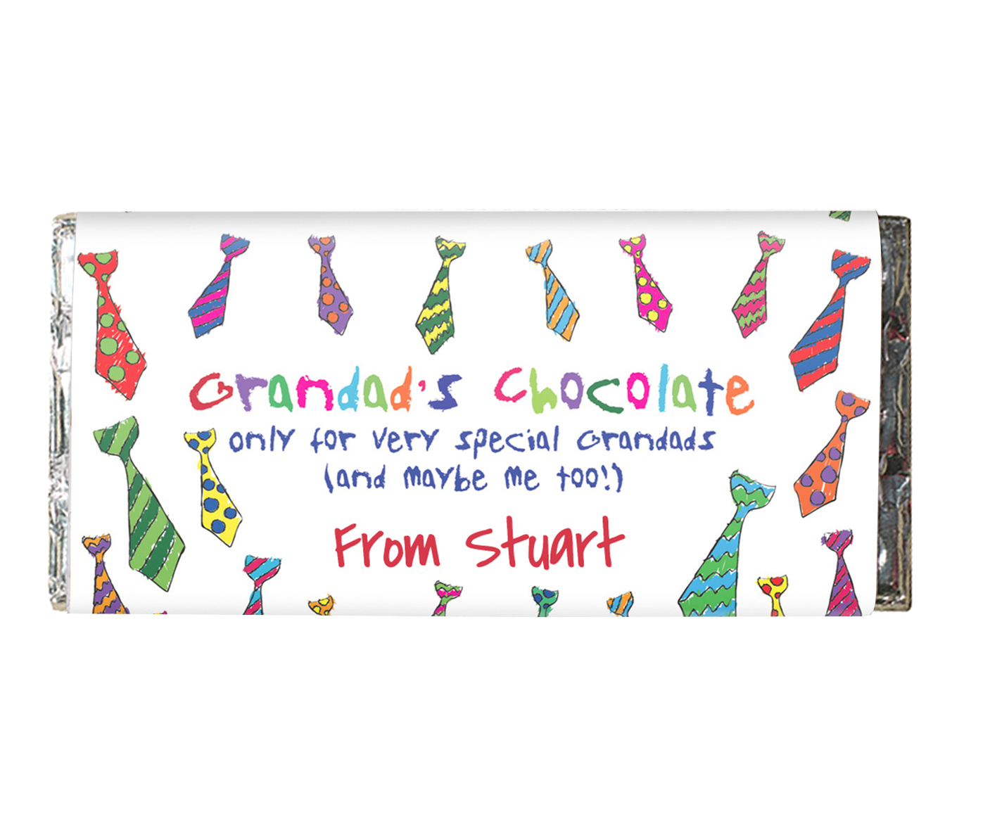 Personalised Chocolate Bar - Grandad's Chocolate For Me Too