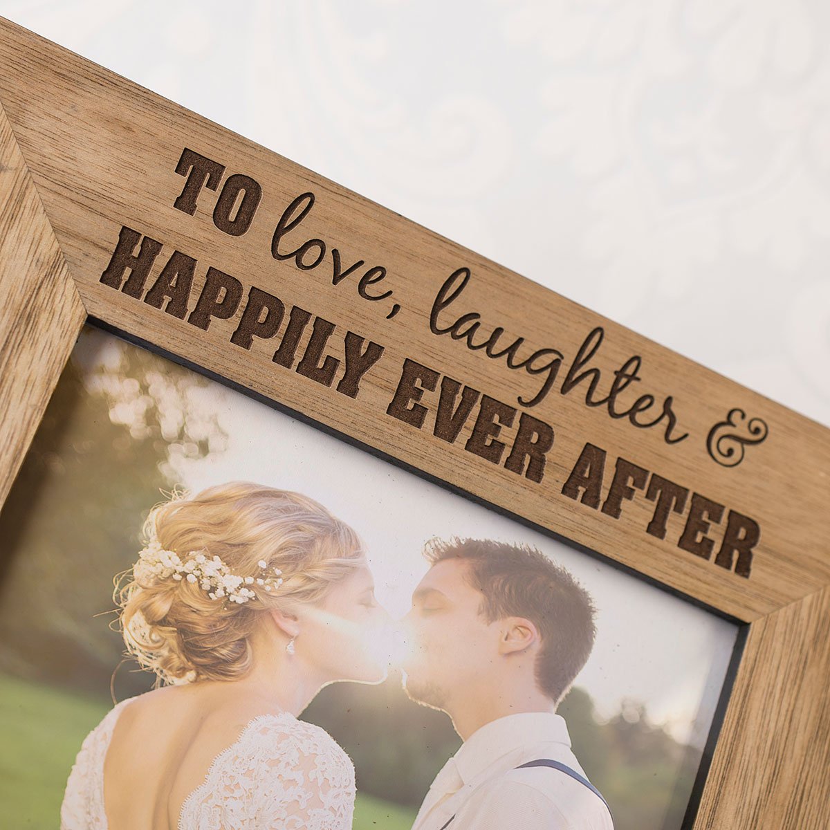 Personalised Engraved Wooden Photo Frame - Happily Ever After