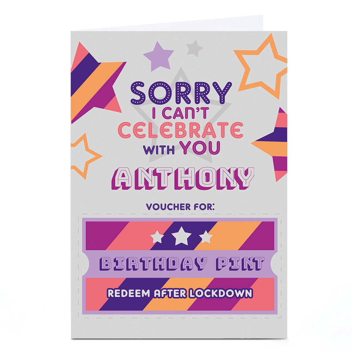 Personalised Birthday Card - Sorry I Can't Be With You