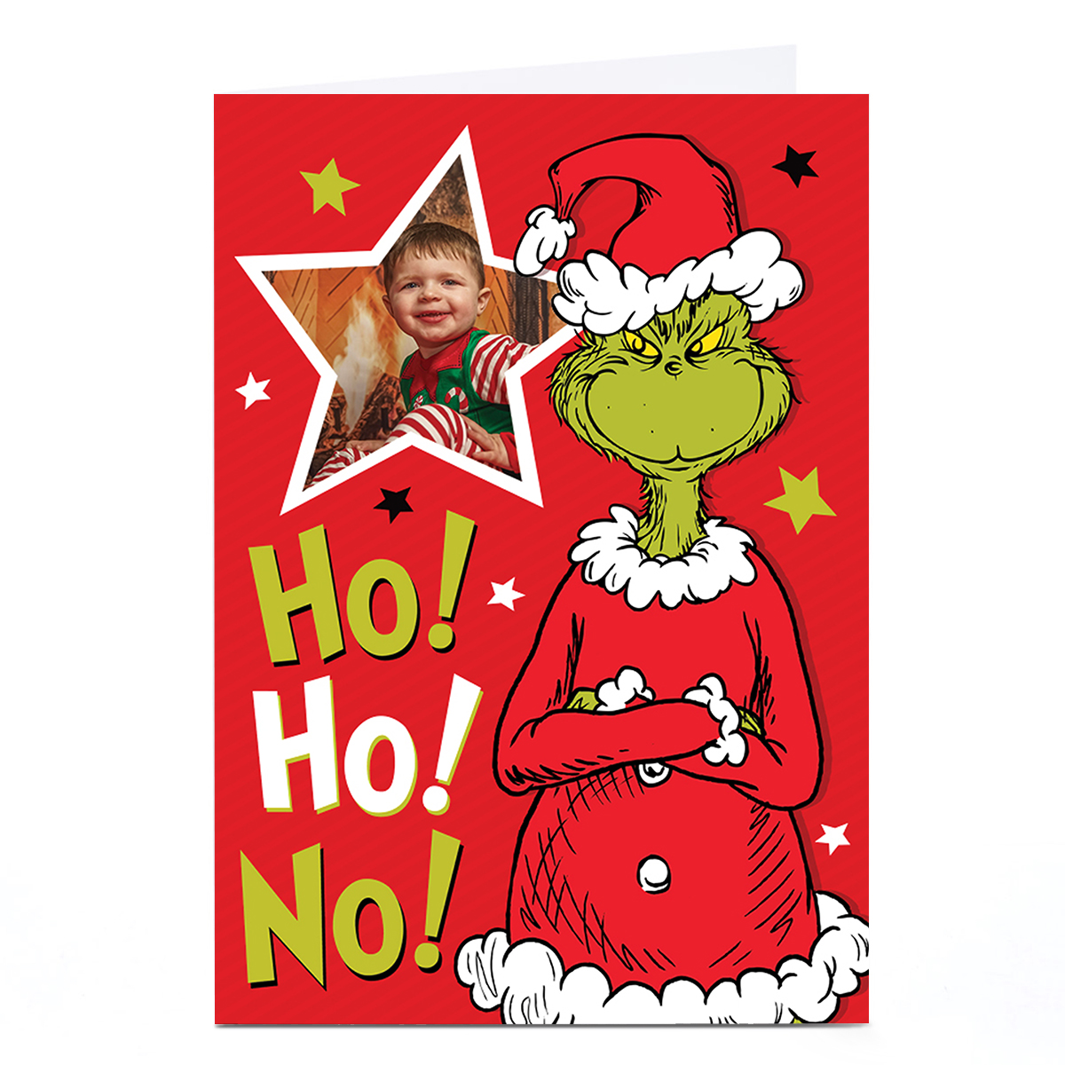 Photo Grinch Christmas Card - Ho Ho No