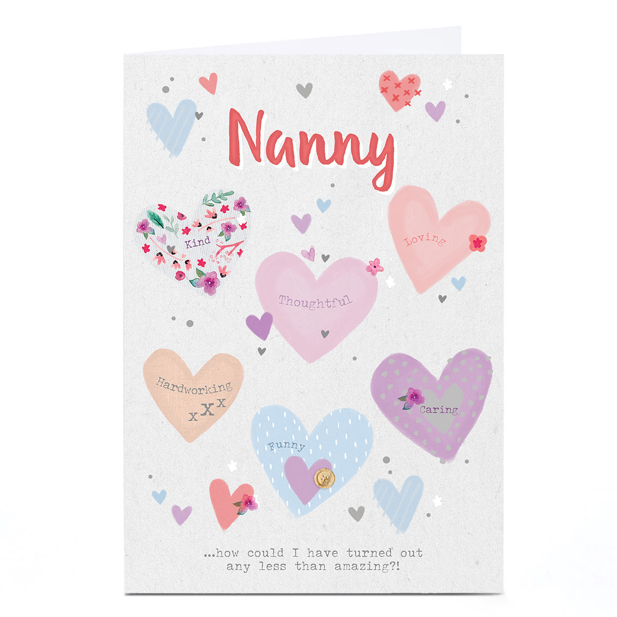 Personalised Birthday Card - Scrapbook Hearts, Nanny