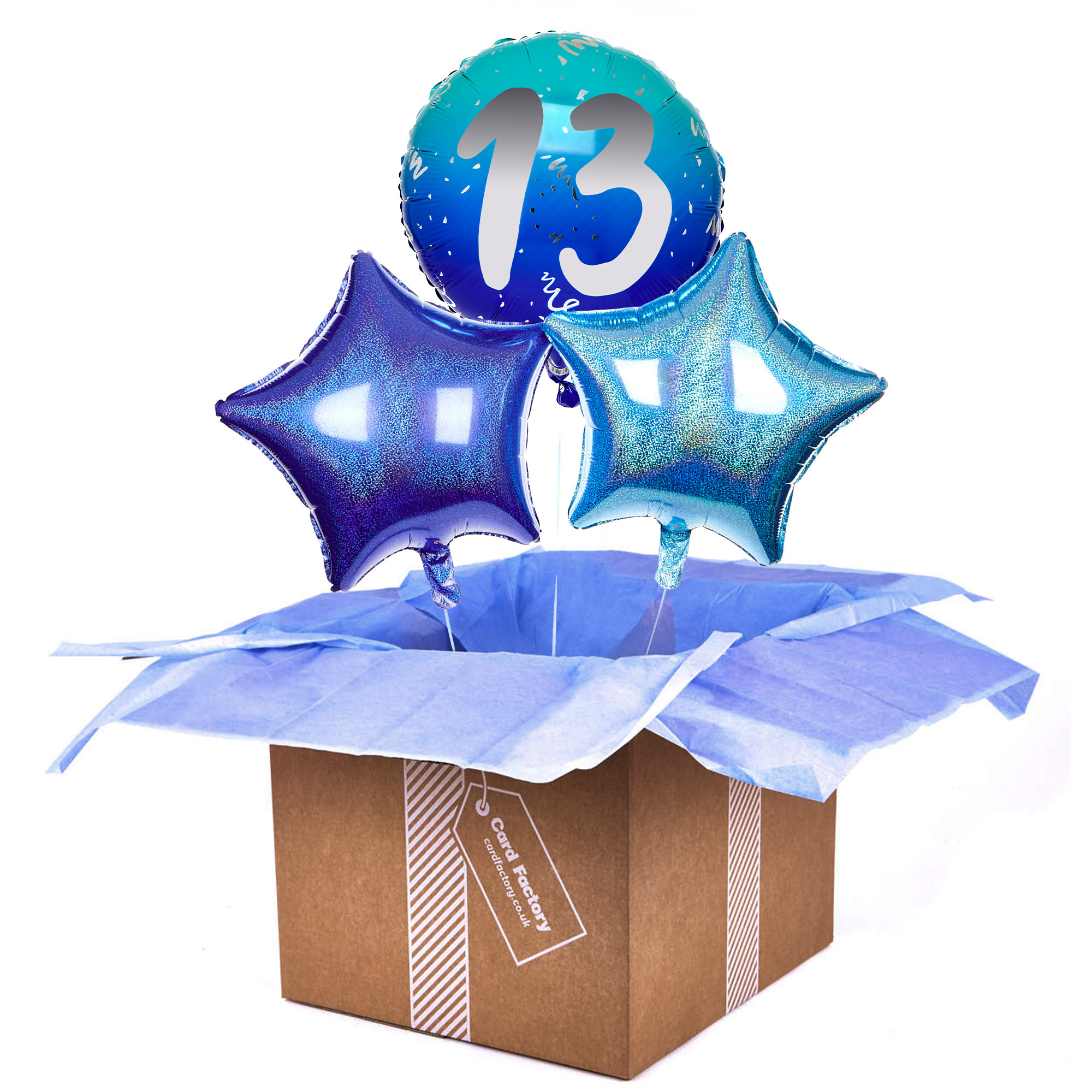Blue 13th Birthday Balloon Bouquet - Delivered Inflated!