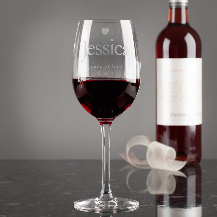 Personalised Love Heart Wine Glass