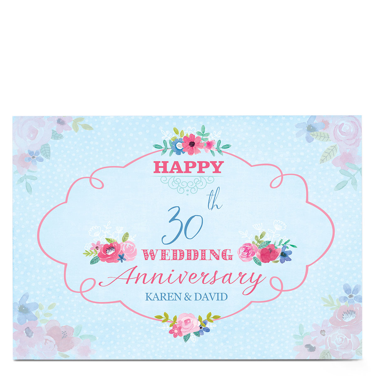 Personalised Anniversary Card - Pretty Flowers