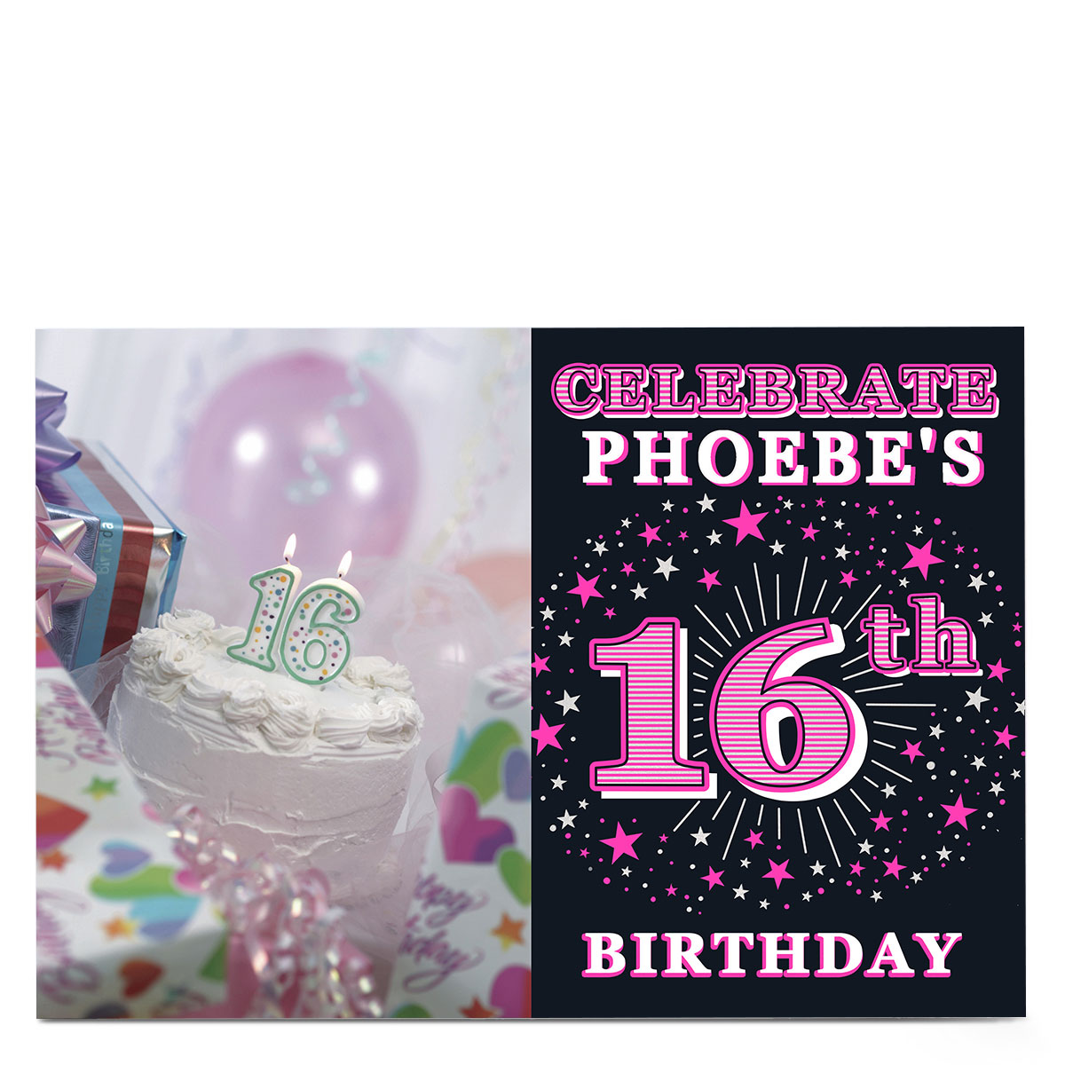Photo 16th Birthday Invitation - Pink Stars