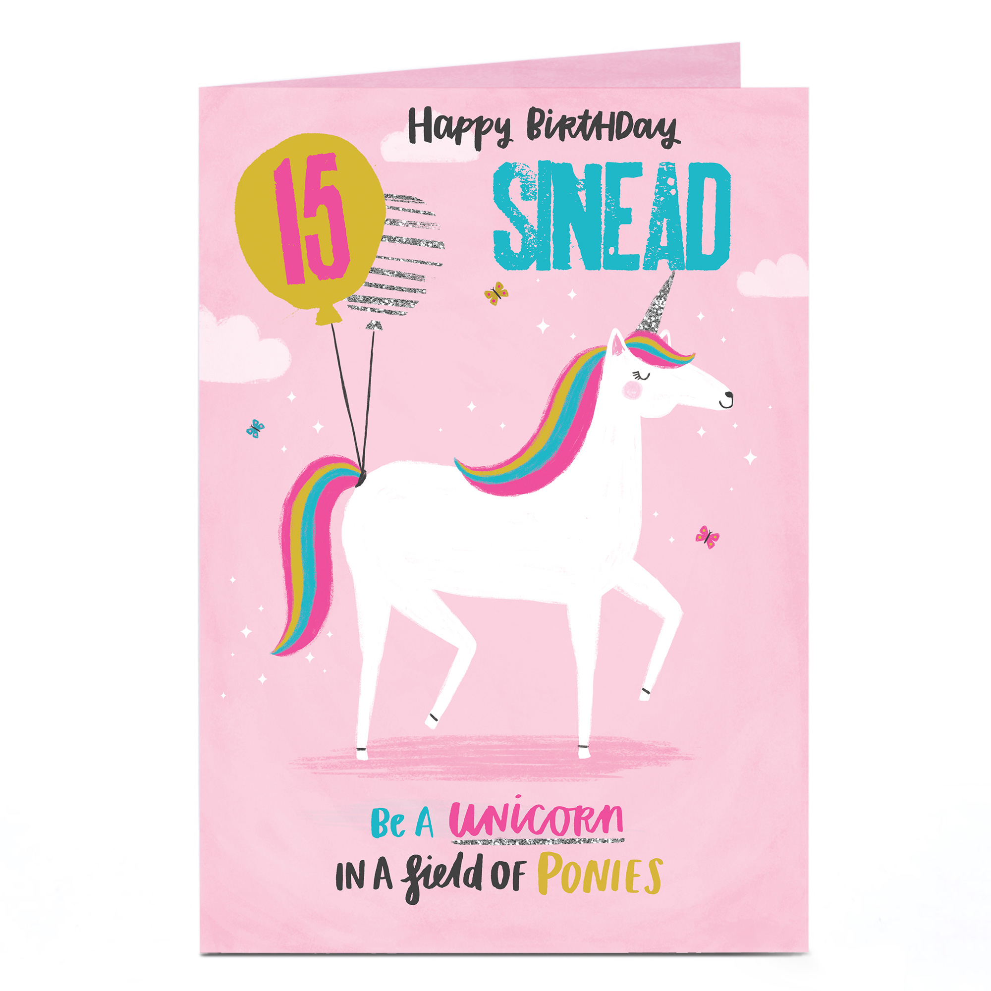 Personalised Editable Age Birthday Card - Rainbow Unicorn