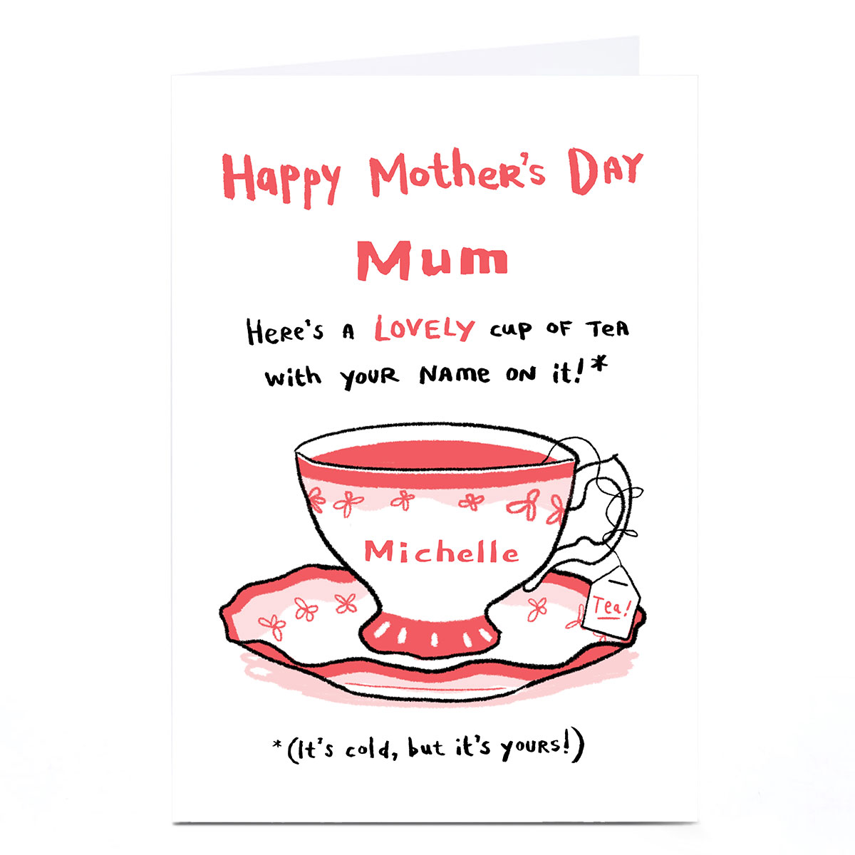 Personalised Hew Ma Mother's Day Card - Cup Of Tea