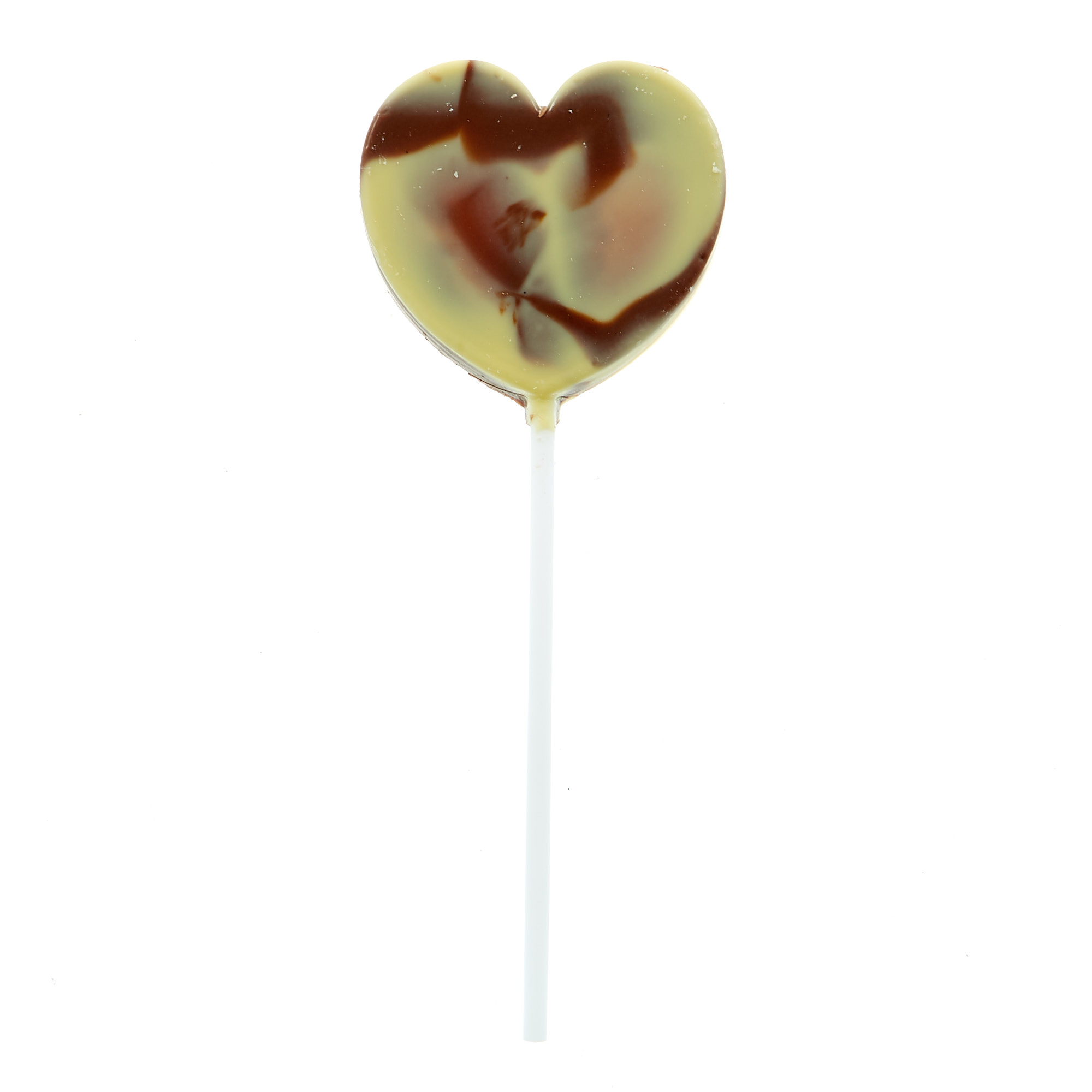 White & Milk Chocolate Marble Heart Lolly