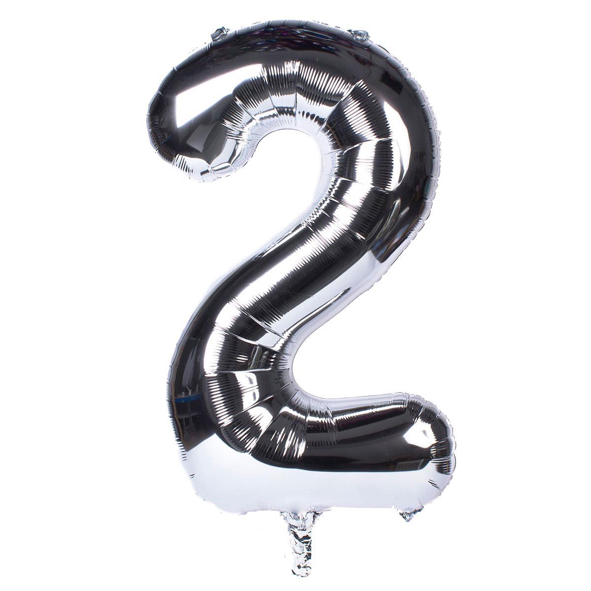 Silver Number 2 Giant Foil Helium Balloon INFLATED
