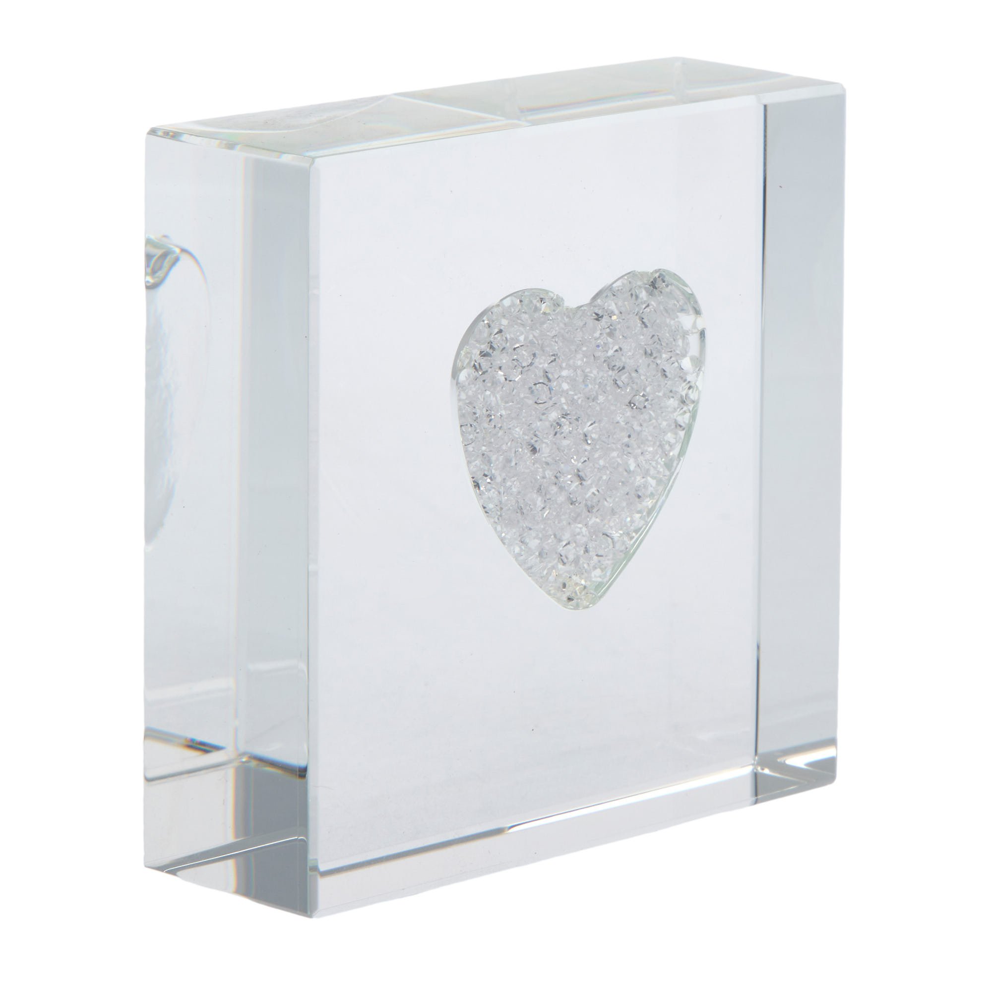 White Diamante Heart Paperweight