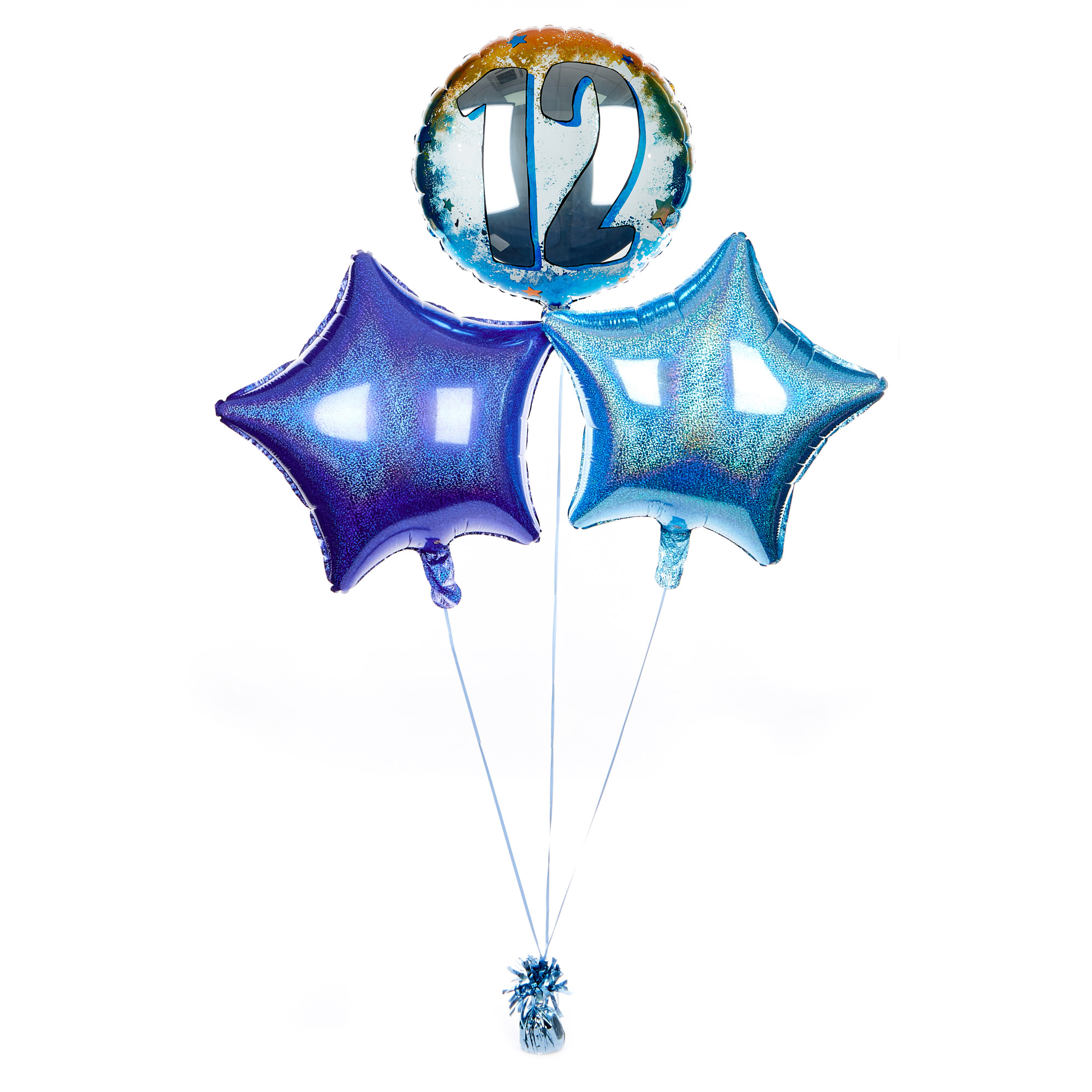 Buy Blue & Orange 12th Birthday Balloon Bouquet DELIVERED INFLATED! for GBP 19.99 Card