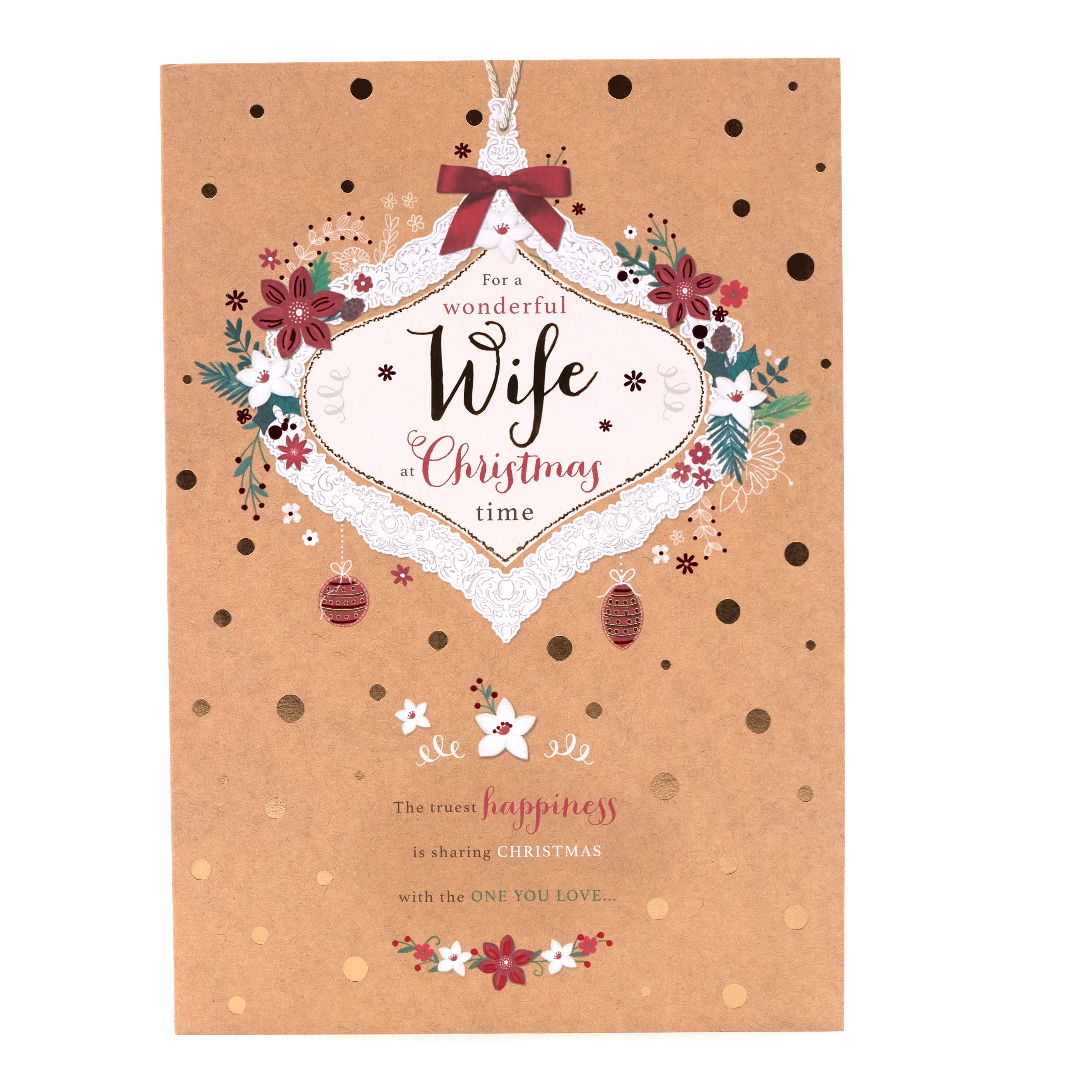 Christmas Card - Wonderful Wife, Classic Bauble