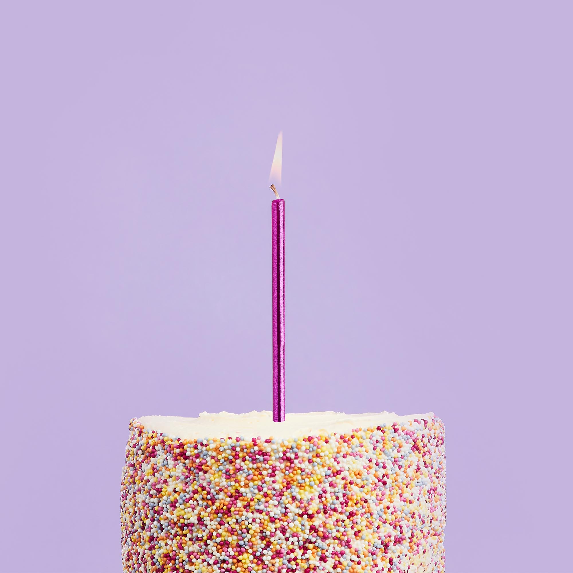 Hot Pink Skinny Cake Candles - Pack of 12
