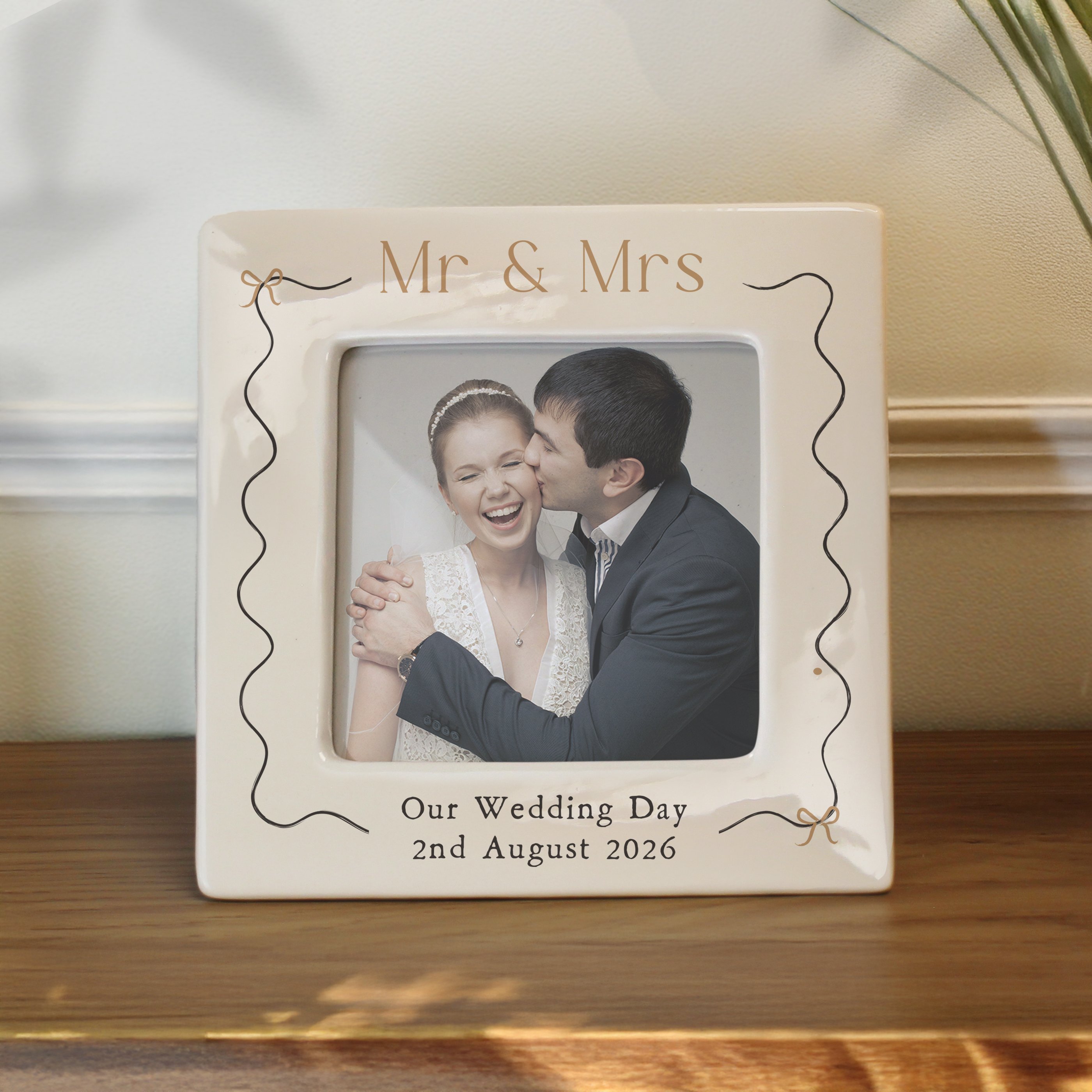 Personalised Ceramic 4x4-Inch Wedding Photo Frame