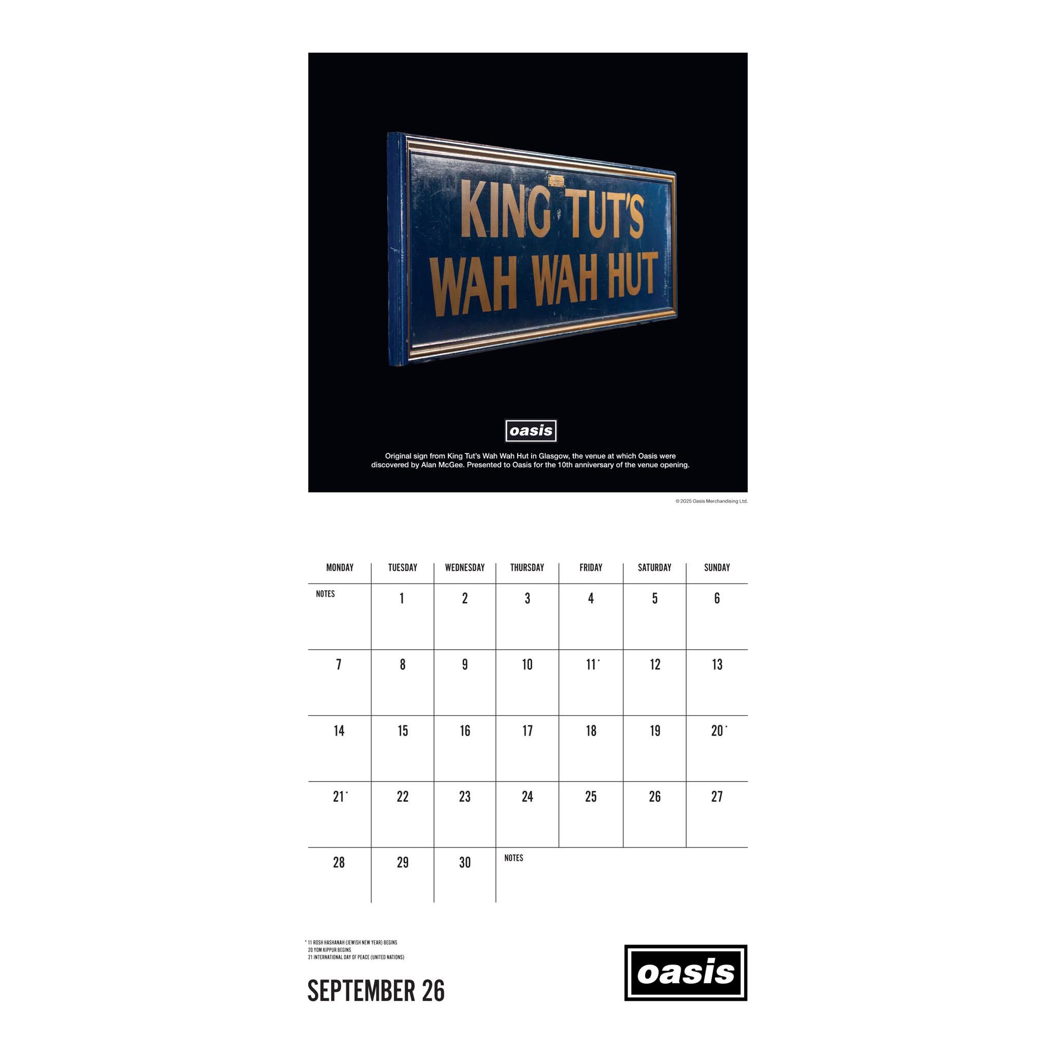 Oasis 2026 Square Wall Calendar