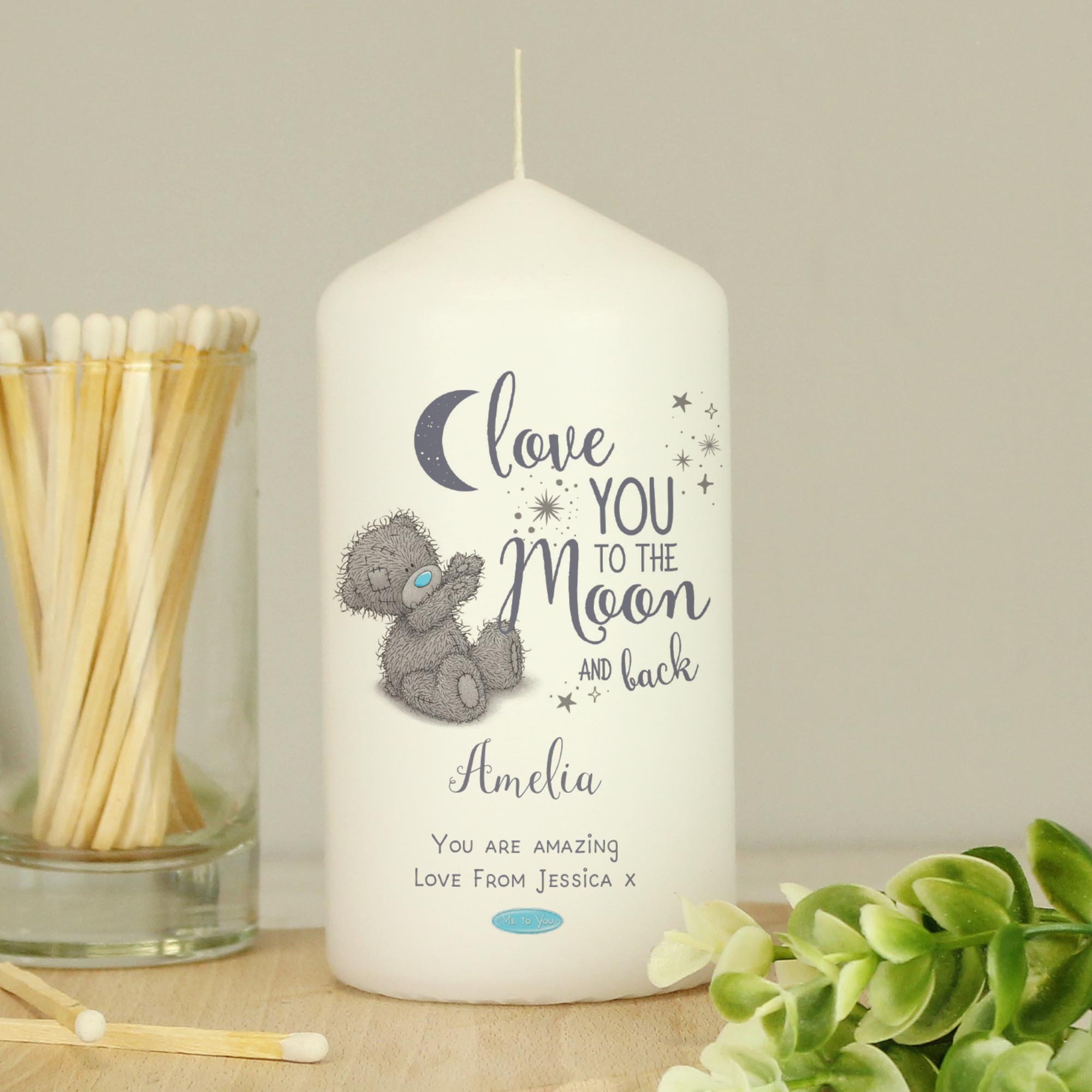 Personalised Me to You 'Love You to the Moon & Back' Pillar Candle
