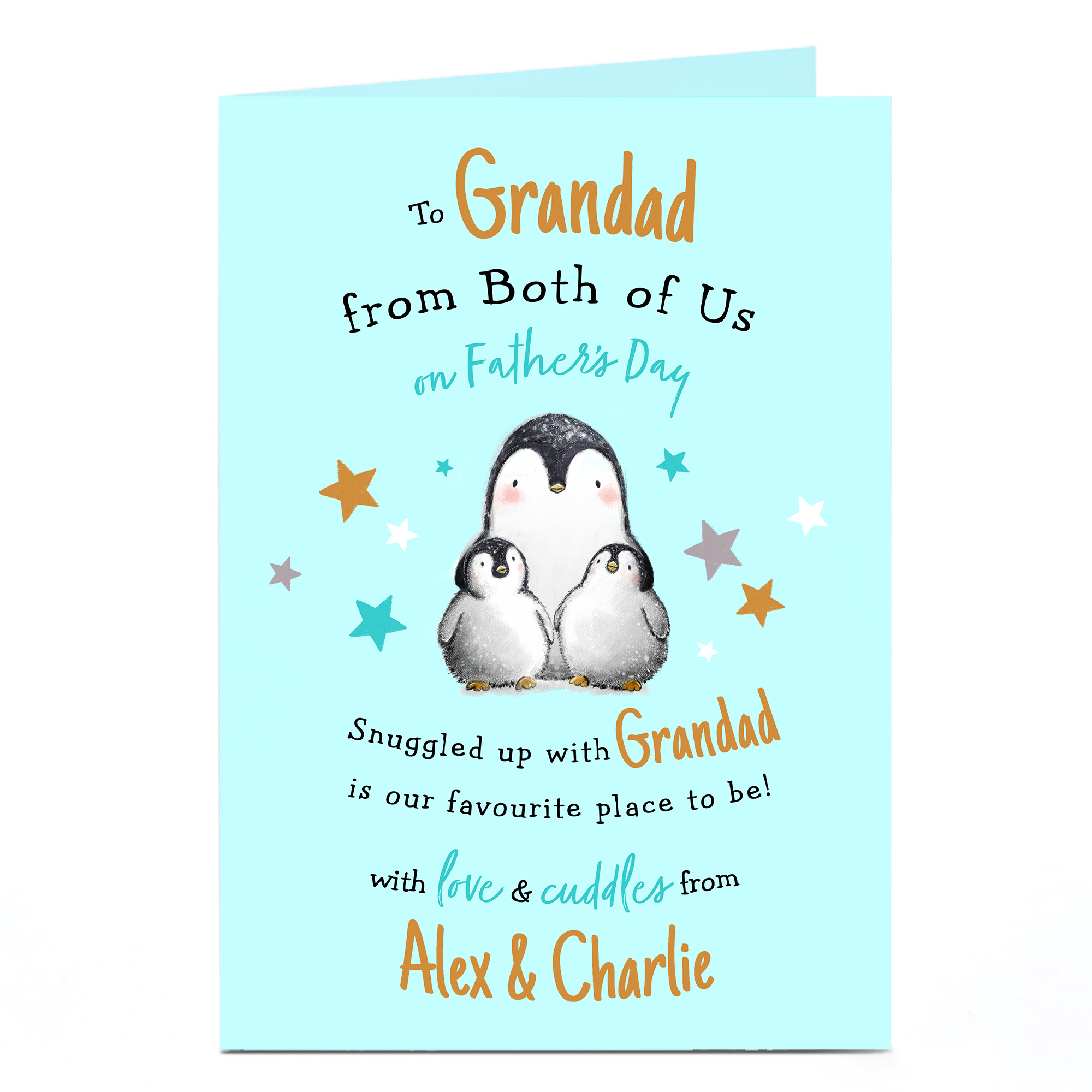 Personalised Father's Day Card - Penguin Grandad, From Both Of Us