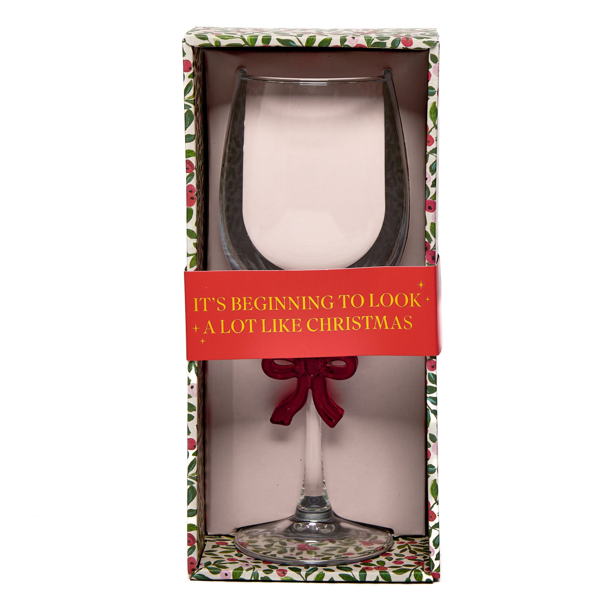 Christmas Bow Wine Glass