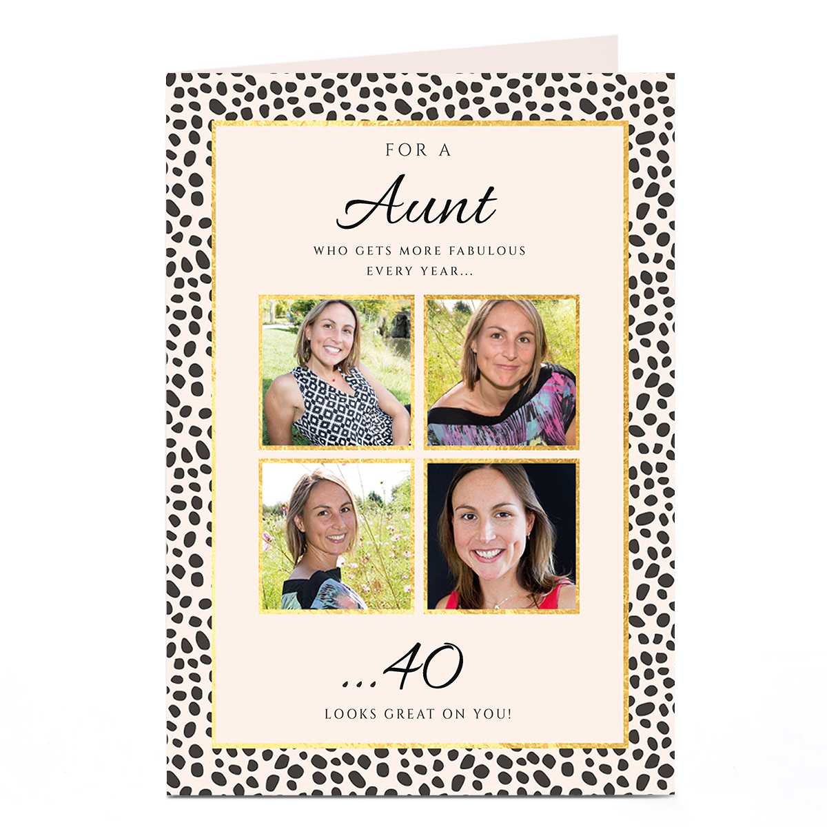Photo Birthday Card - Aunt Gets More Fabulous, Editable Age