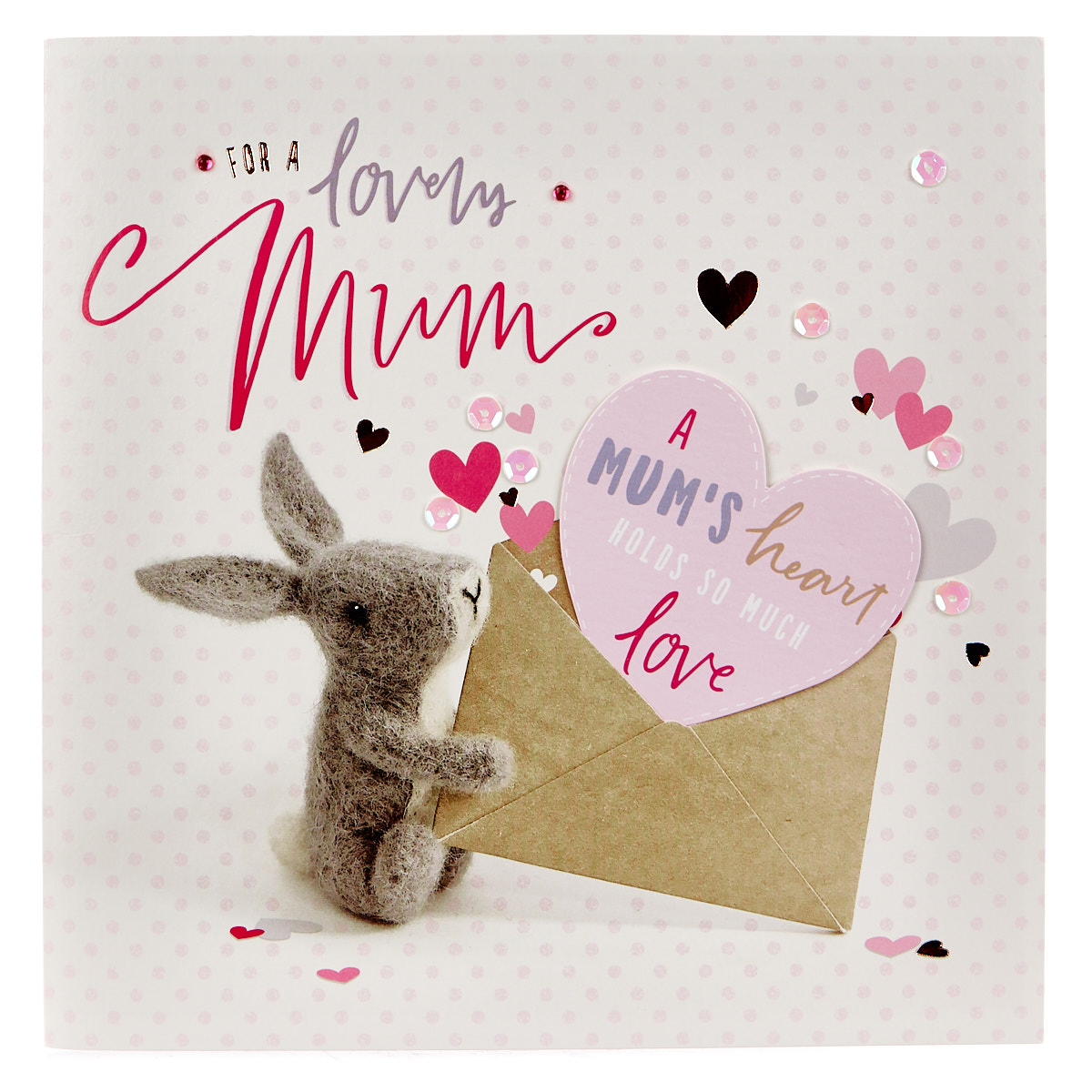 Exquisite Collection Mother's Day Card - Lovely Mum, Felted Rabbit
