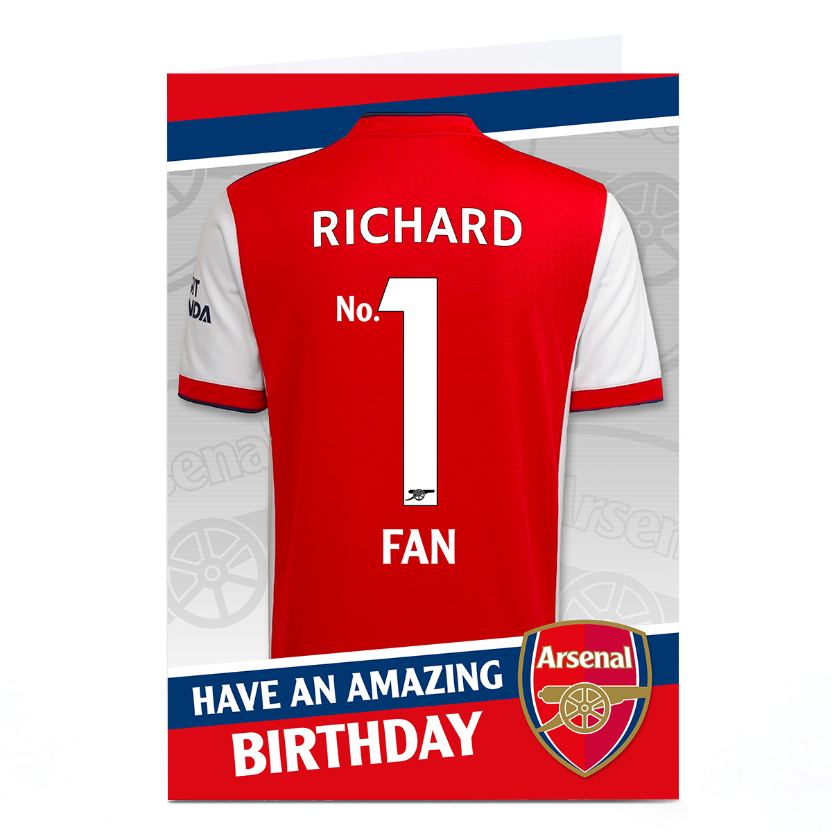 Buy Personalised Arsenal FC Birthday Card - No.1 Fan for GBP 2.29 ...
