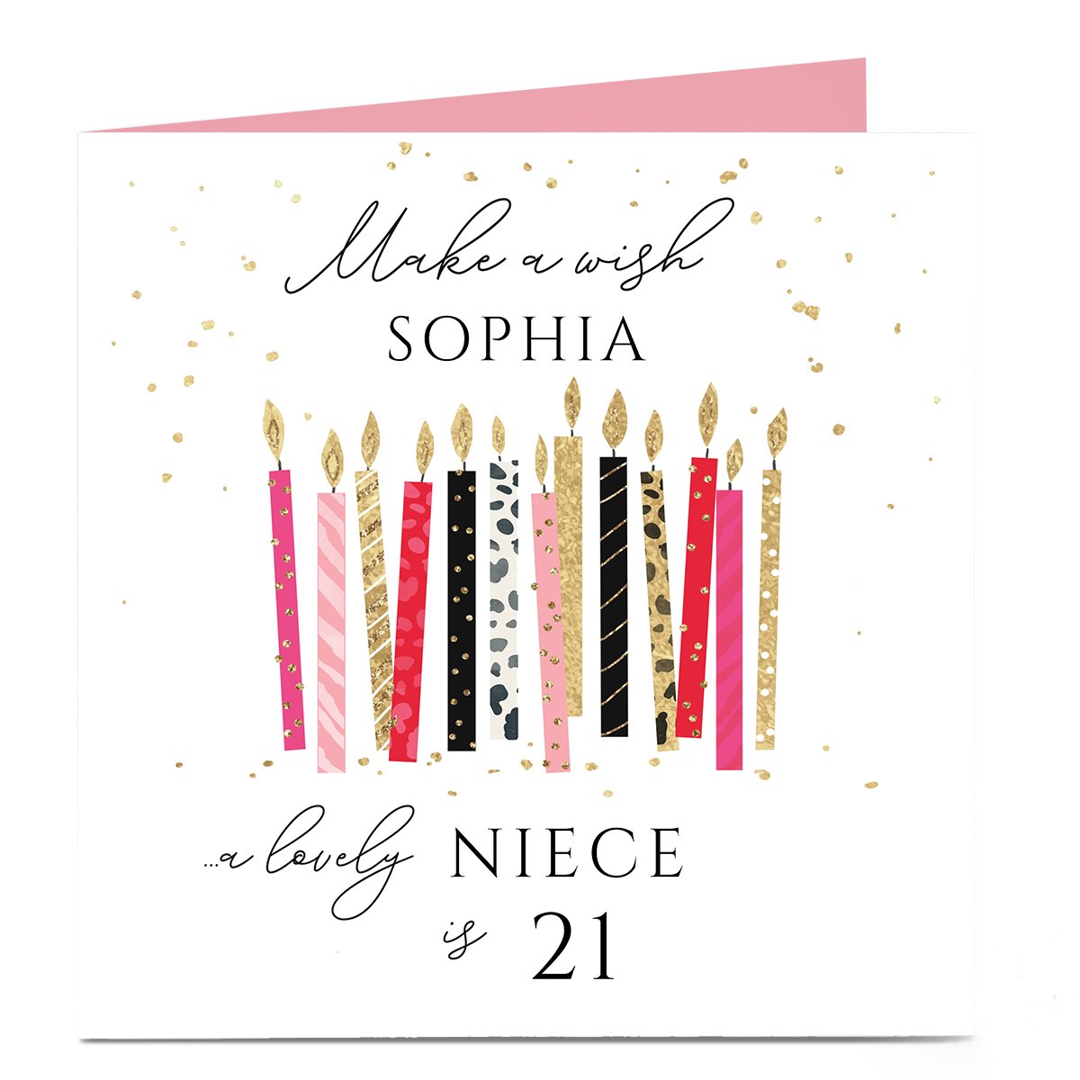 Personalised Birthday Card - Make A Wish Niece, Editable Age