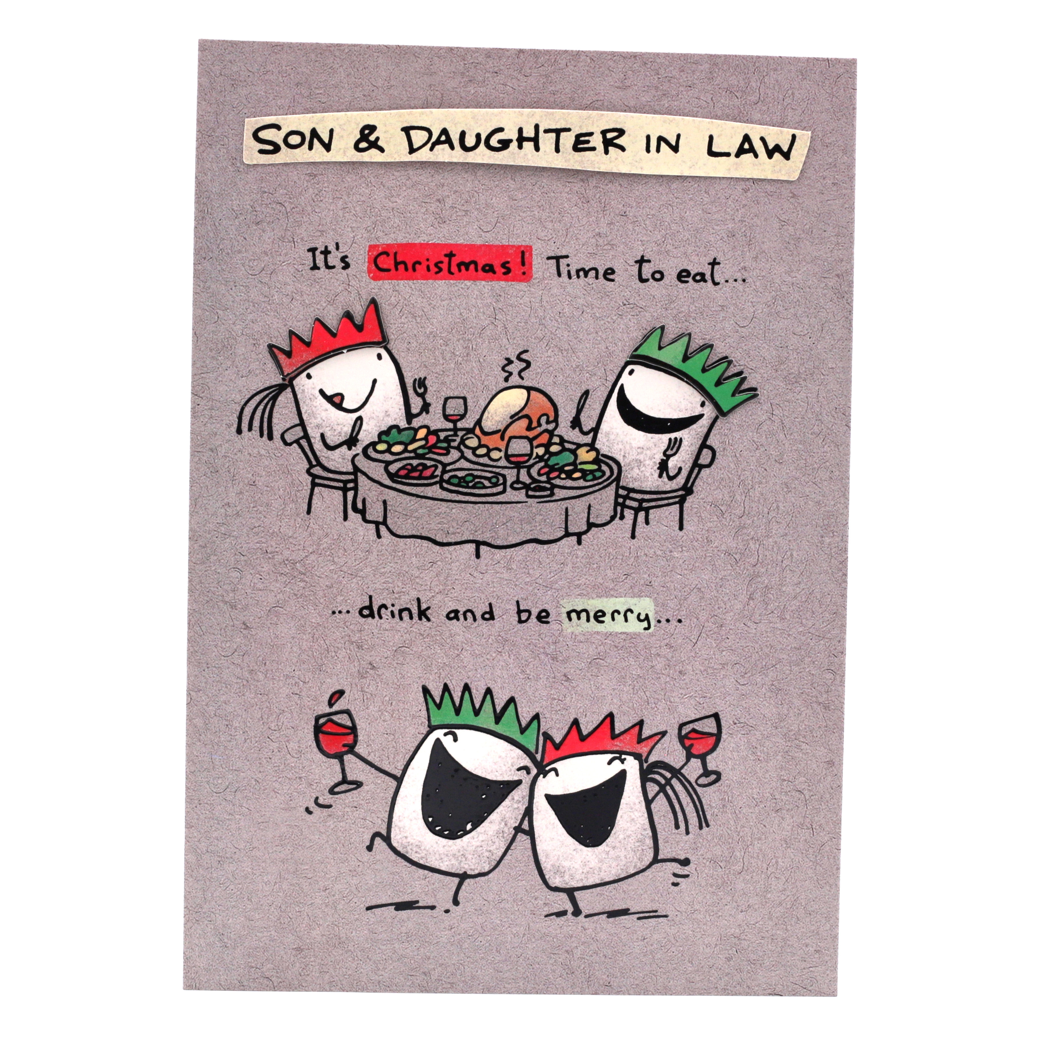 Christmas Card - Son And Daughter In Law, Eat, Drink And Be Merry
