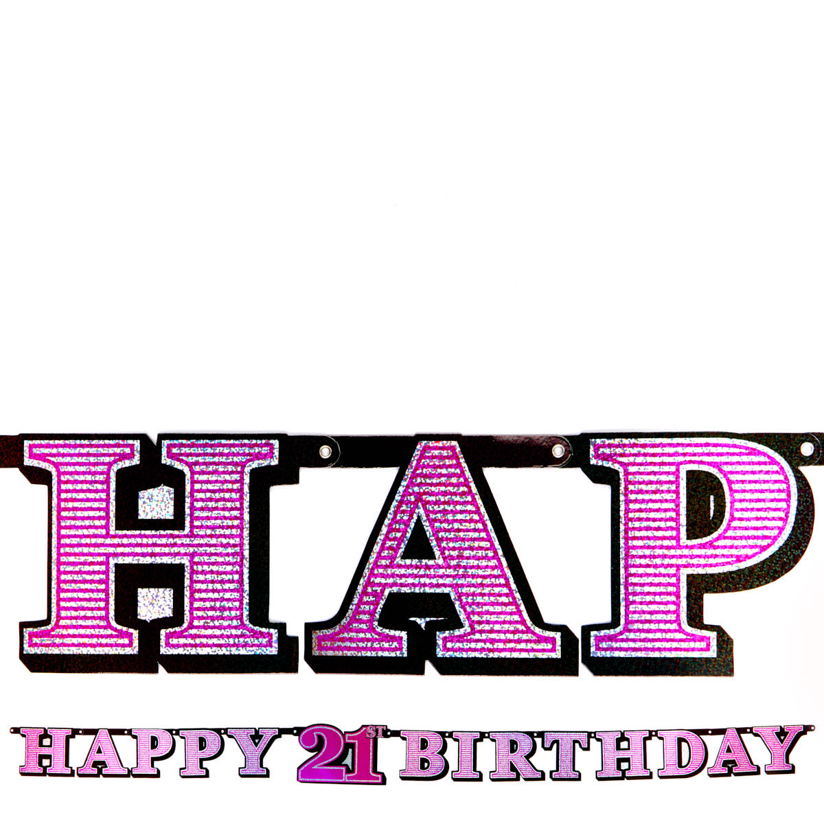 Pink Holographic 21st Birthday Banner