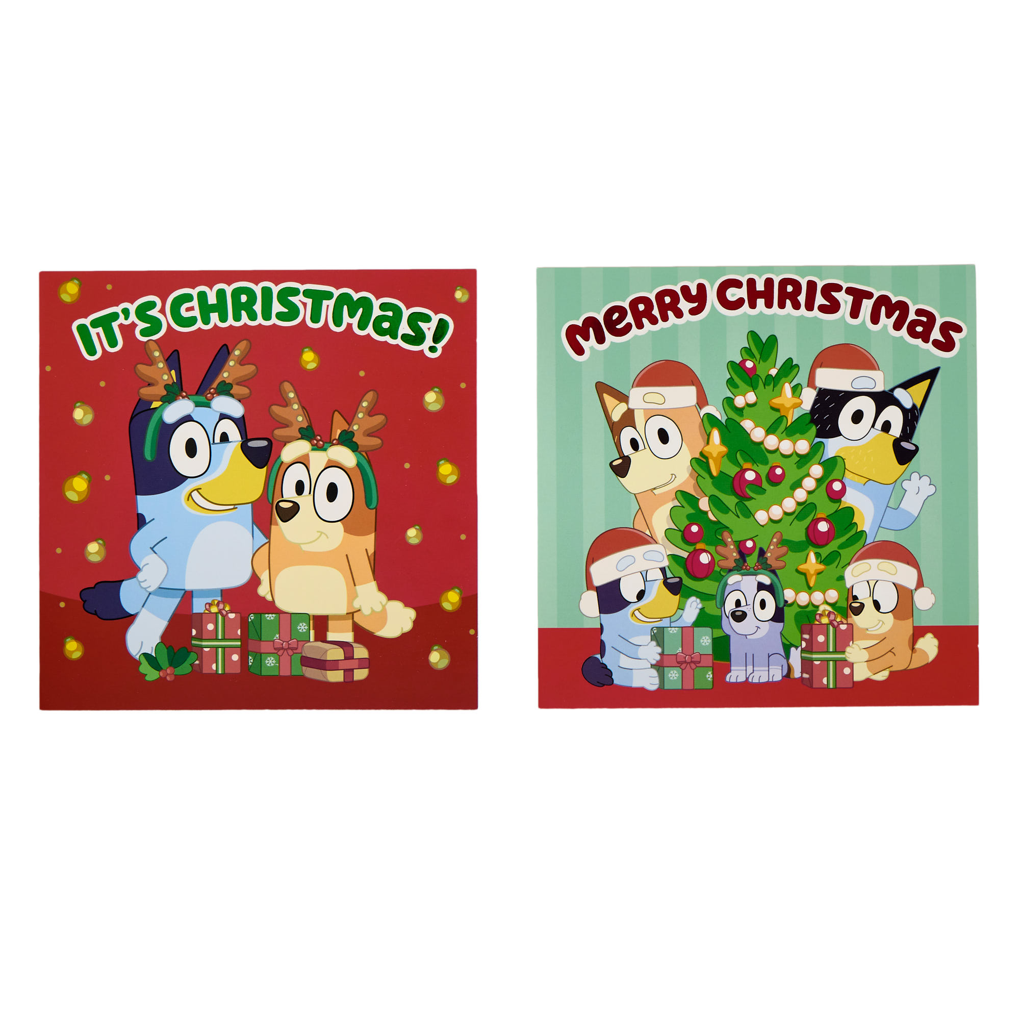 12 Bluey Christmas Cards - 2 Designs