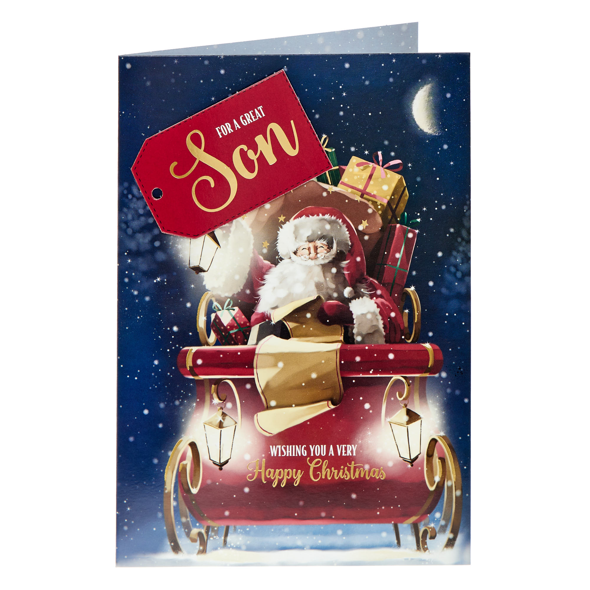 Son Traditional Santa Sleigh Christmas Card