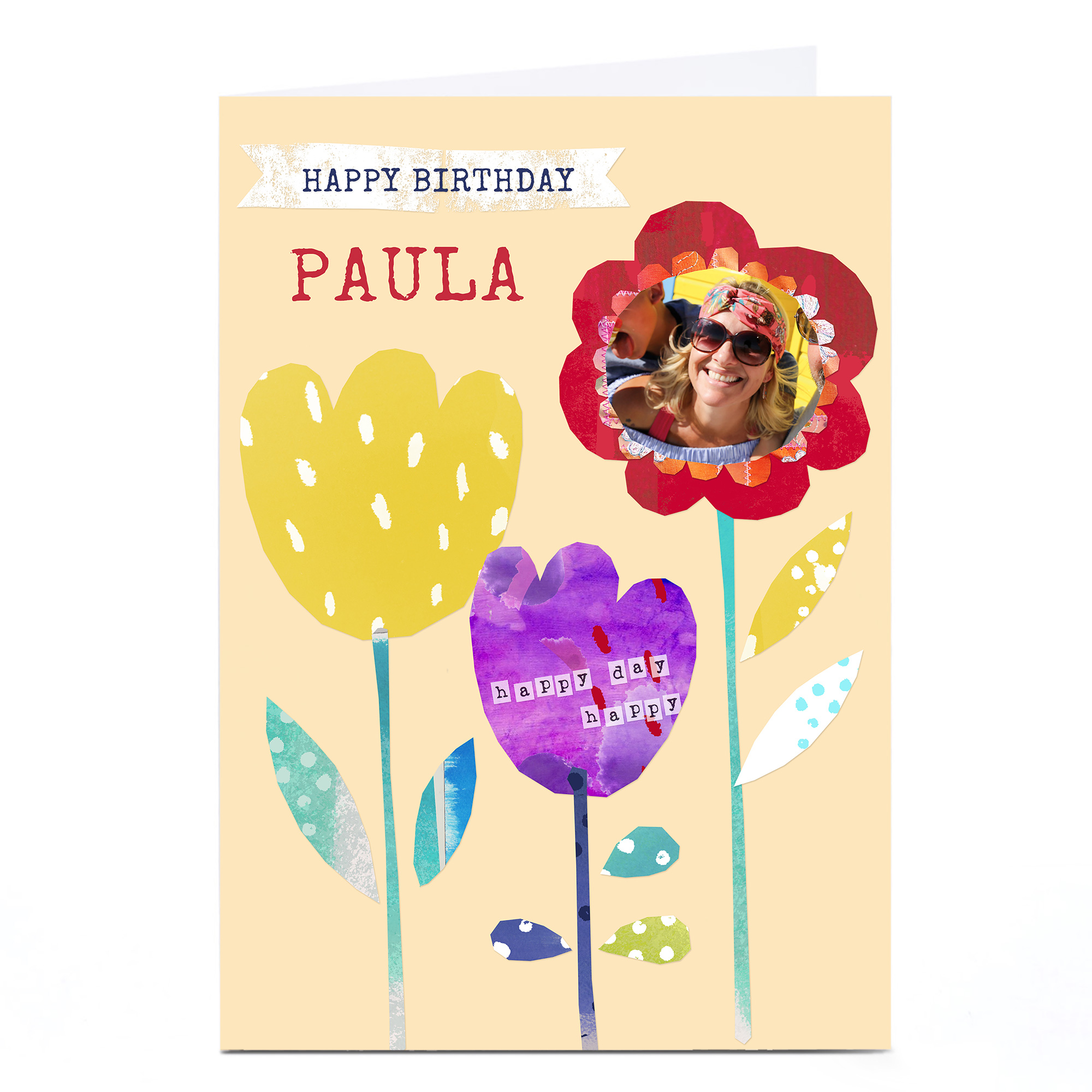 Personalised Kerry Spurling Birthday Card - Floral Photo