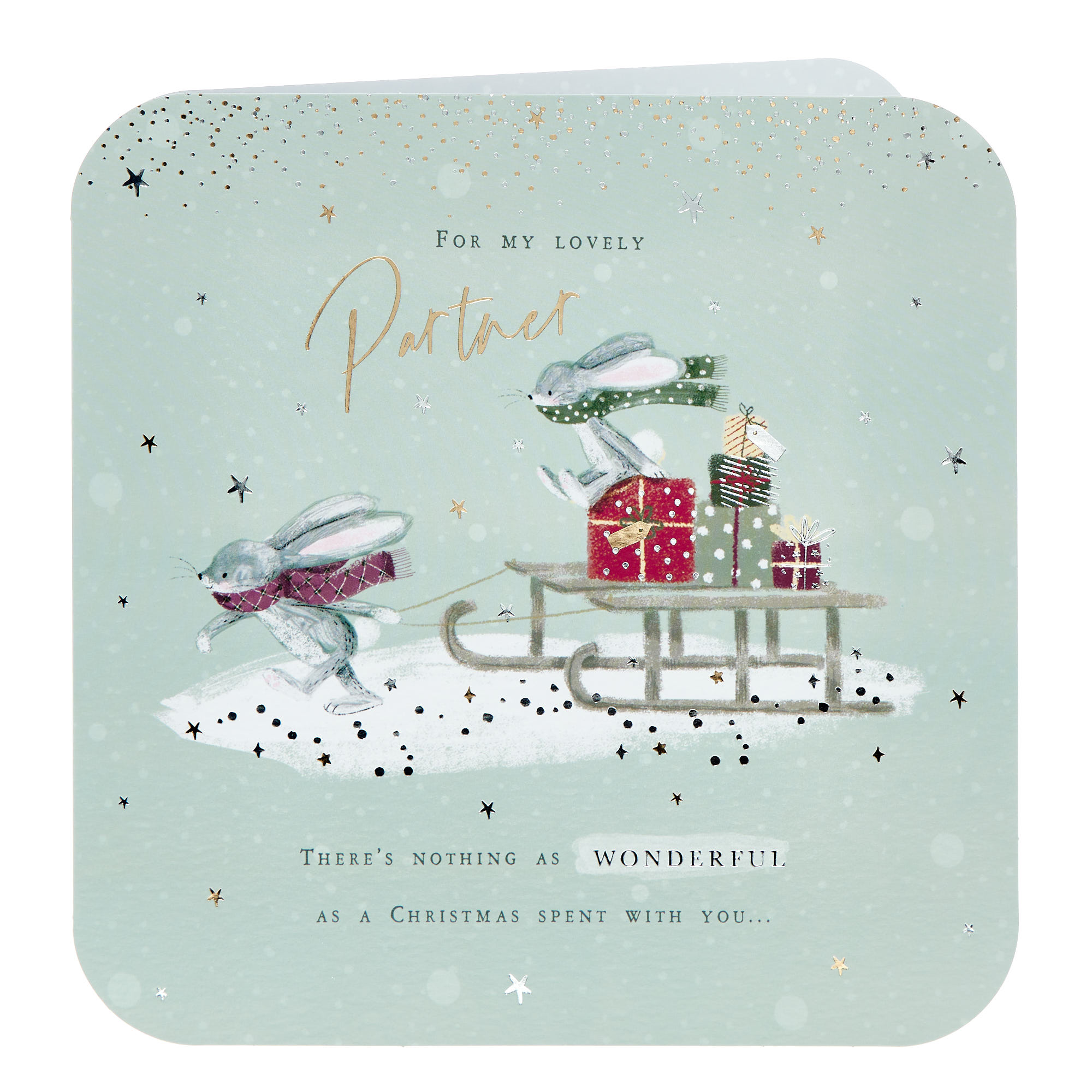 Platinum Lovely Partner Bunnies Christmas Card