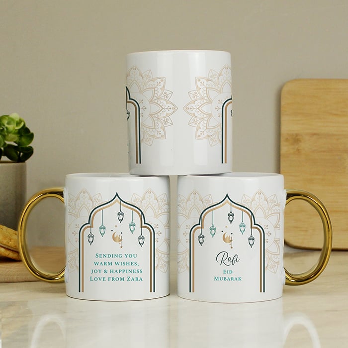 Personalised Eid and Ramadan Gold Handle Mug