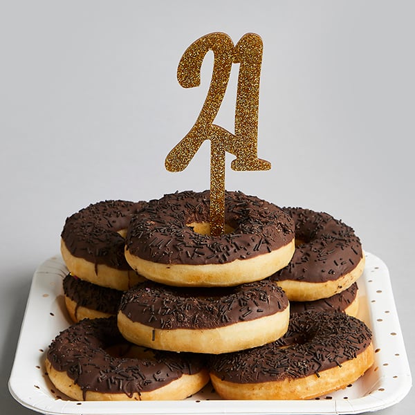 Metallic Gold Number 21 Glitter Acrylic Cake Topper 