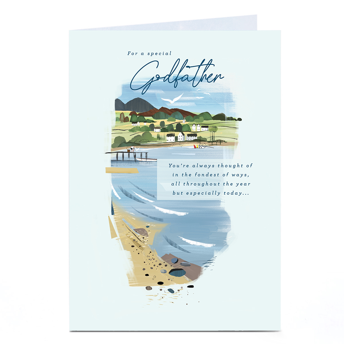Birthday Card - Seaside Beach Scene, Godfather