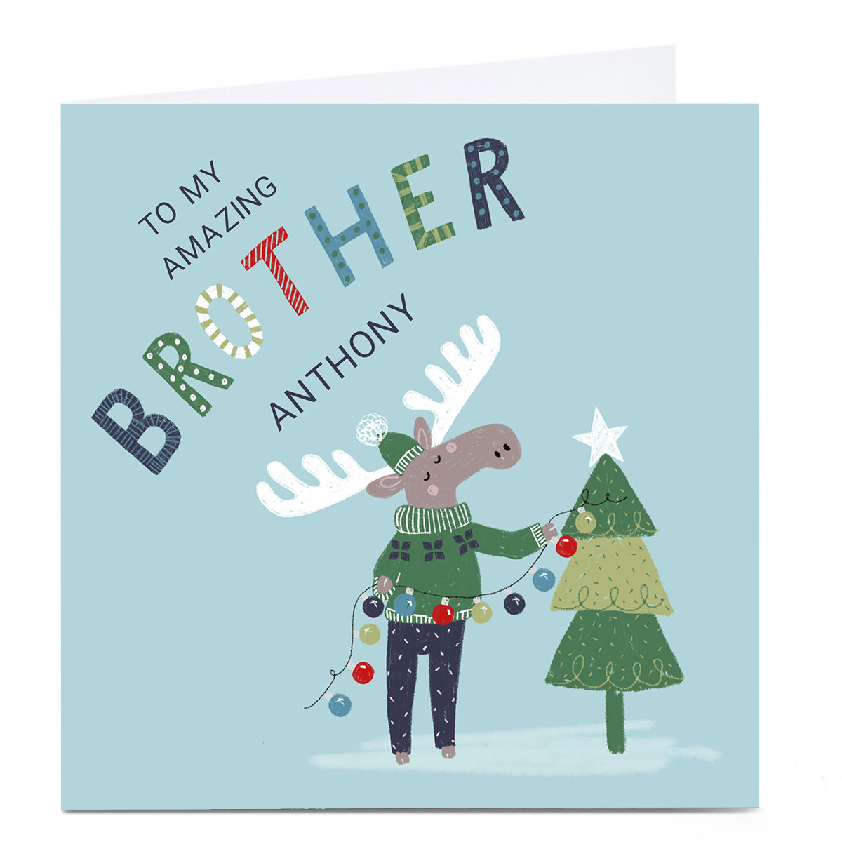 Personalised Kerry Spurling Christmas Card - Moose, Brother