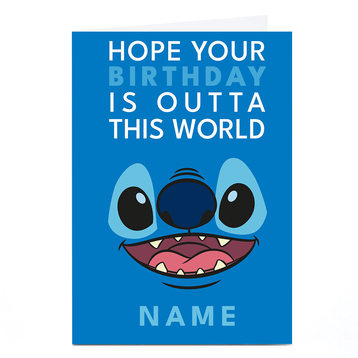 Personalised Stitch Birthday Card - Outta This World, Any Name