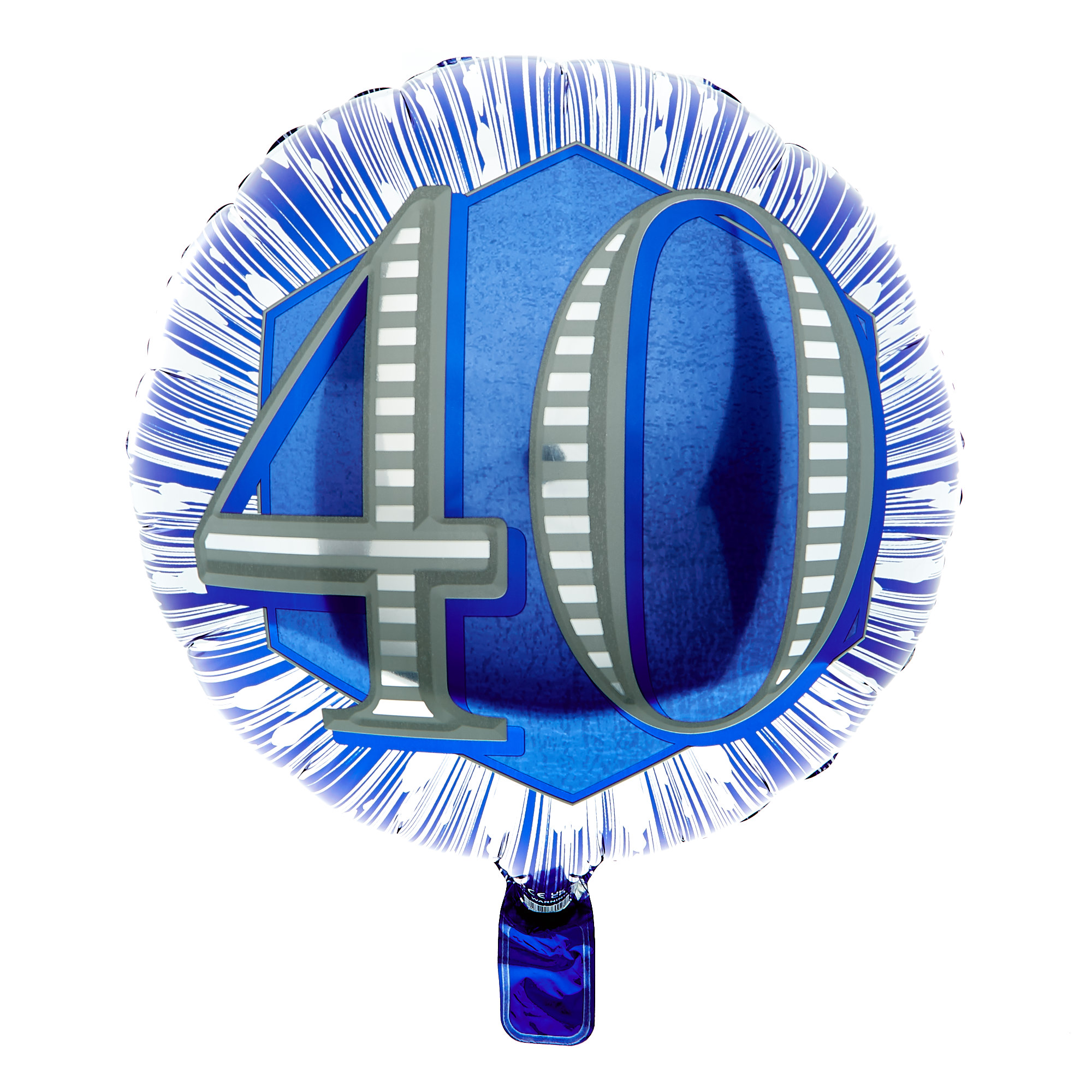18-Inch Blue & Silver 40th Birthday Foil Helium Balloon