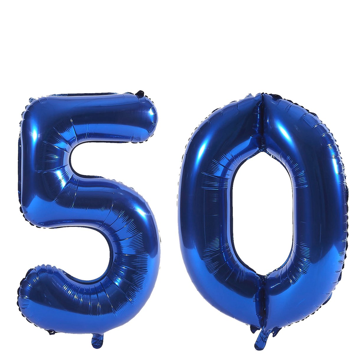 Age 50 Giant Foil Helium Numeral Balloons - Blue (deflated)