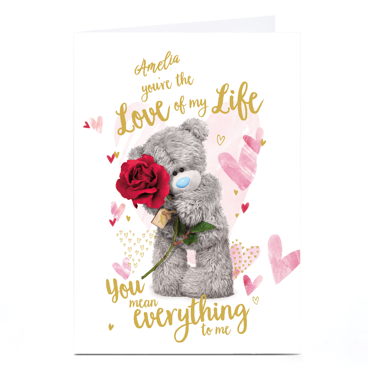 Personalised Tatty Teddy Valentine's Day Card - Bear With Rose Love of My Life
