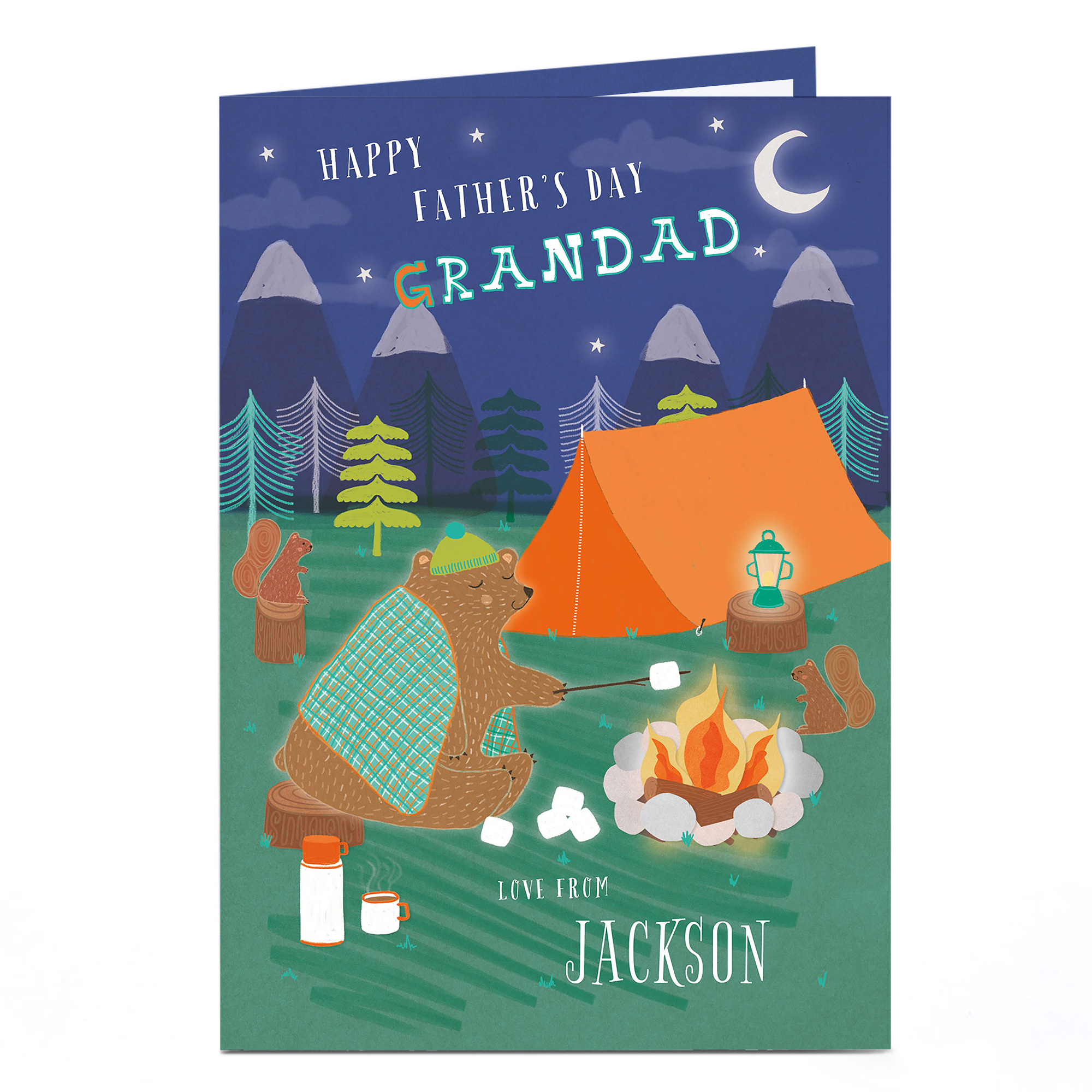 Personalised Father's Day Card - Camping Bear - Grandad