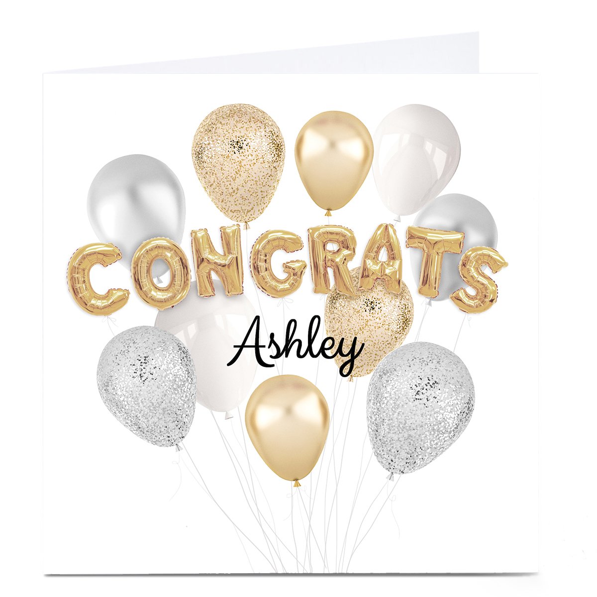 Personalised Congratulations Card - Gold & Silver Balloons